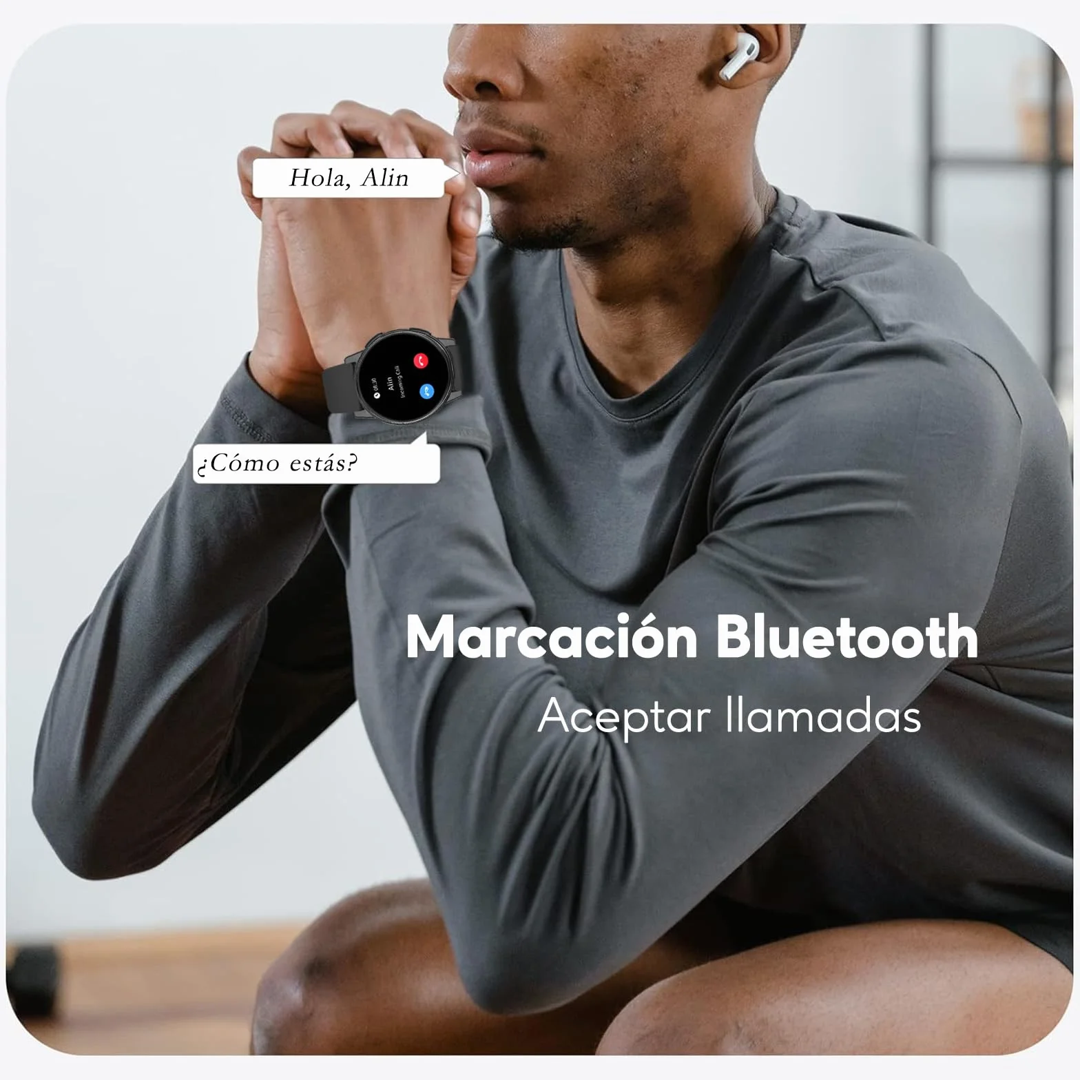 AcclaFit Reloj Inteligente Hombre Mujer con Llamadas Bluetooth, Smartwatch Esfera Redonda 1,38" con Pulsómetro, Monitor de Sueño, IP68 Impermeable, Compatible con Android iOS - Regalo Día del Padre