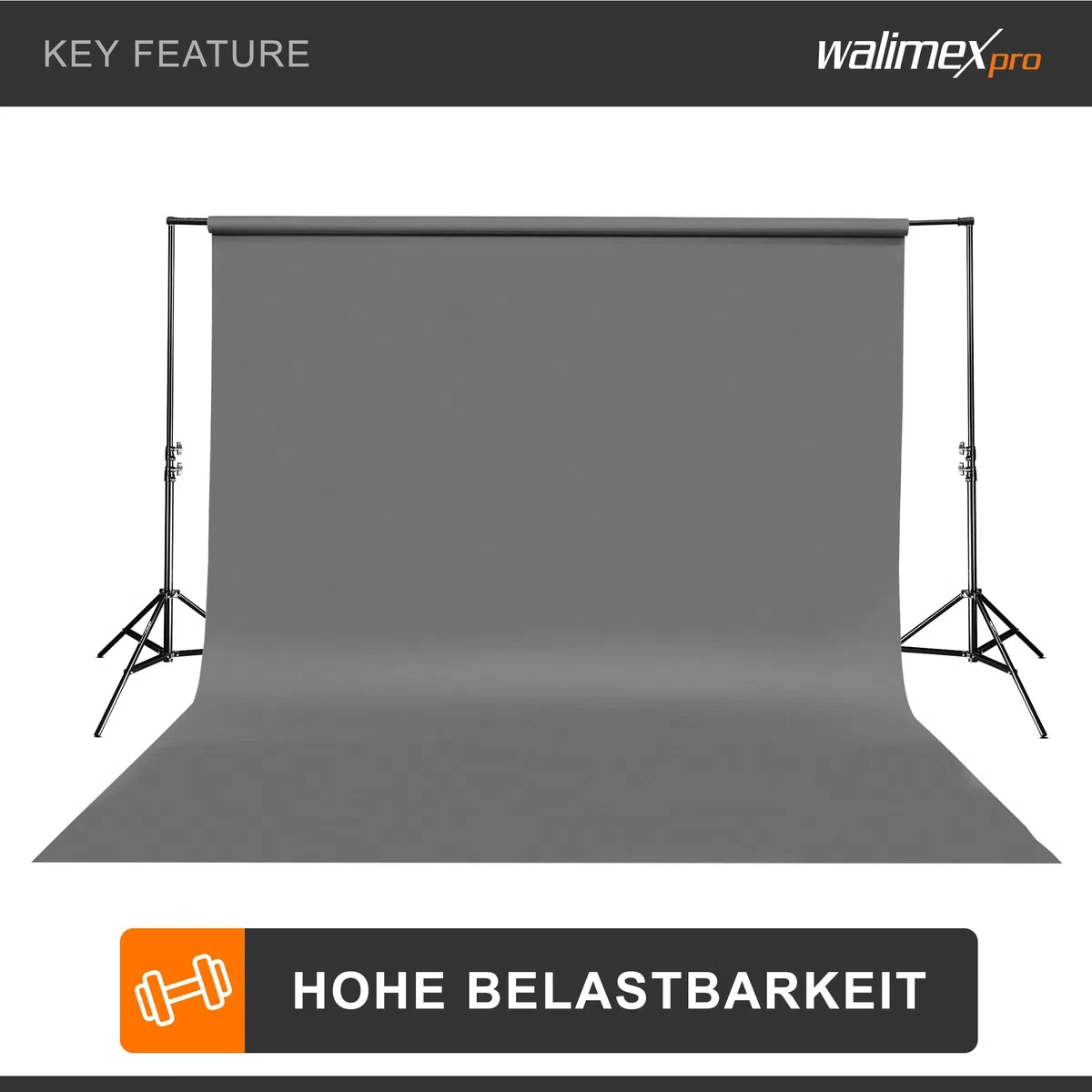 Walimex 16336 - Varilla telescópica para telón de fondo (120 - 307 cm), negro