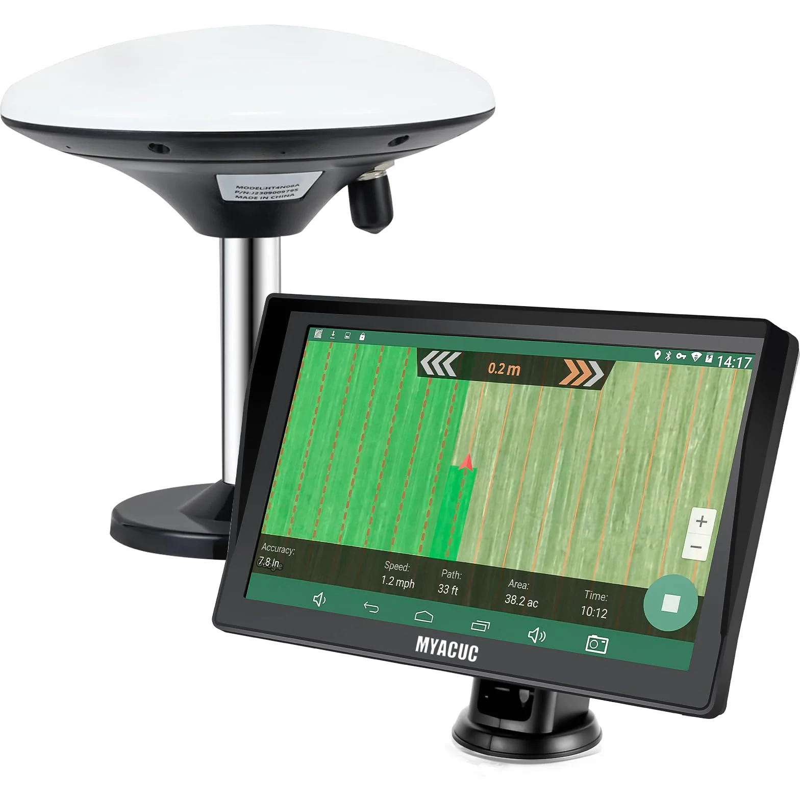 Navegador GPS para Tractor para Agricultura de Precisión, Navegador Agrícola GNSS con Pantalla Táctil de 9", Adecuado para Pulverización, Arado y Siembra, Posicionamiento Automático
