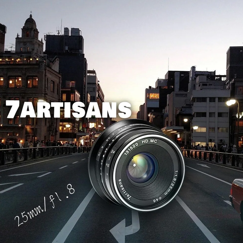 7artisans Lente fija manual de 25 mm F1.8 APS-C para cámaras Fuji X-A1 X-A10 X-A2, X-A3 X-AT X-M1 XM2 X-T1 X-T10 X-T2 X-T20 X-Pro1 X-Pro2 X-E1 X-E2 X-E2s (negro)