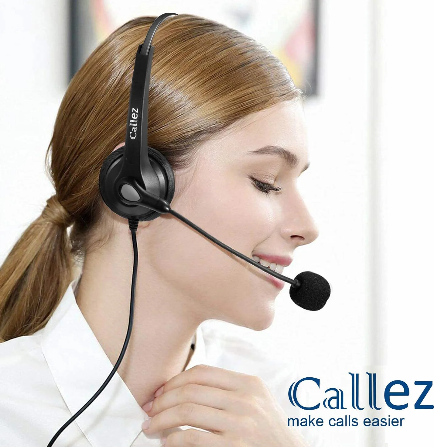Auriculares Teléfono Fijo RJ9 Binaurales con Micrófono Cancelación de Ruido para Gigaset DA710 Fanvil X4G X7C Polycom VVX311
