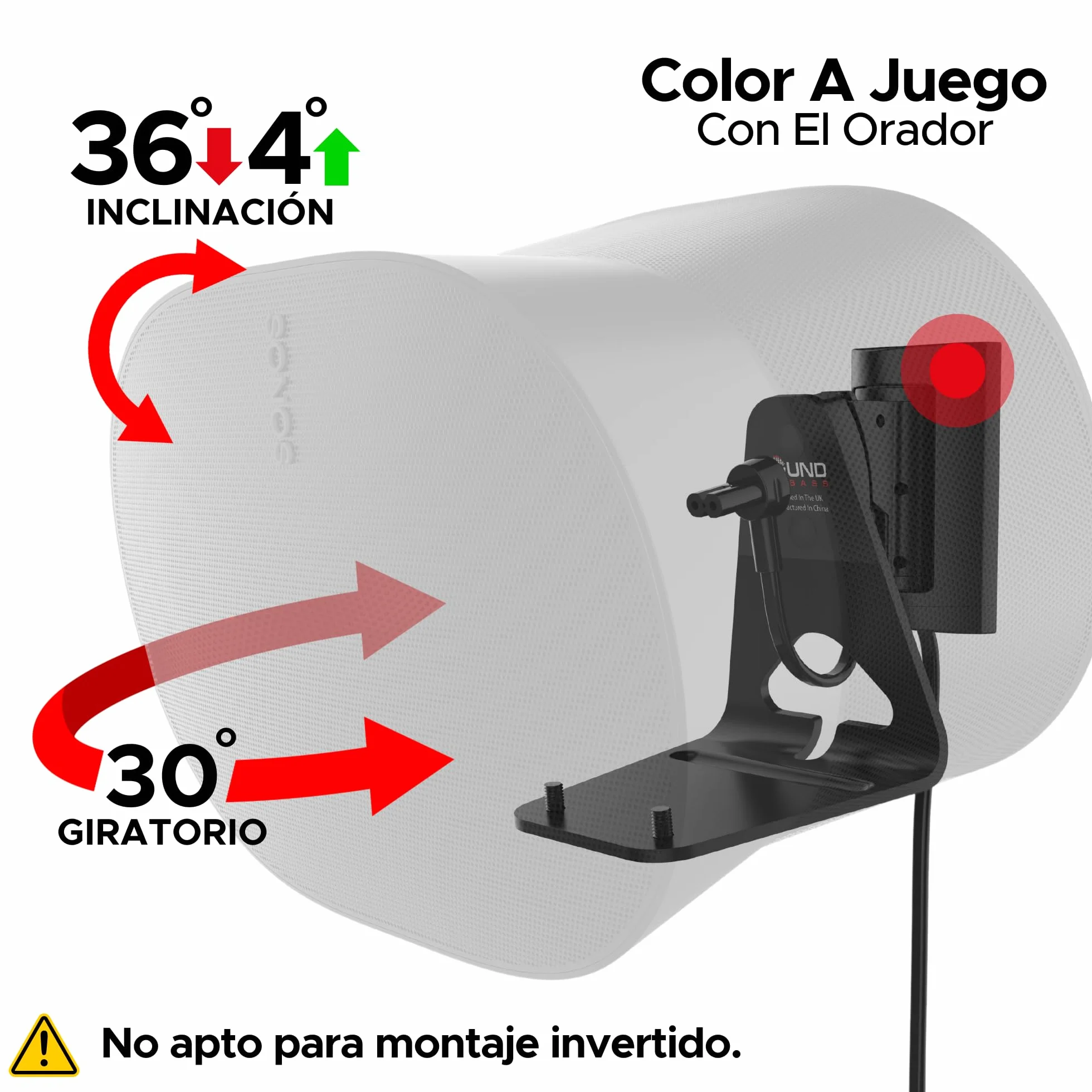 Sound Bass ERA300 Soporte de Pared, Inclinación y Giro, Negro, Doble (2 uds.), Compatible con Sonos ERA 300, Instalación Sencilla, Incluye Kit de Montaje, Doble, Par