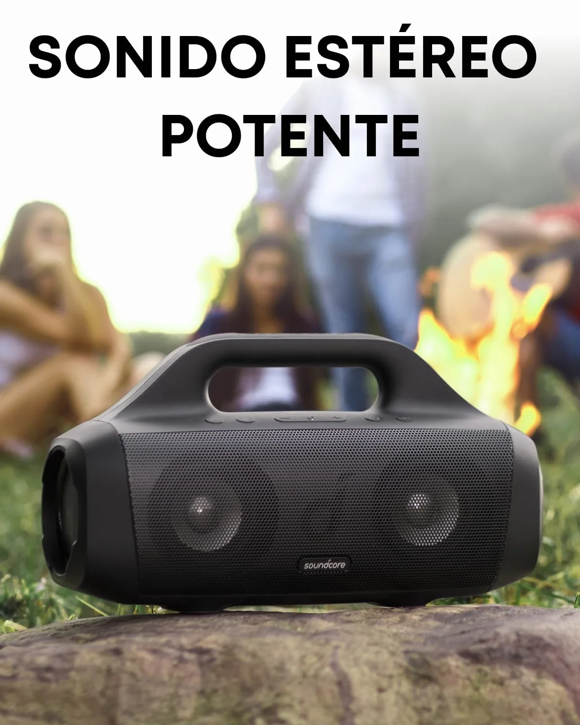 Soundcore Motion Boom Altavoz Bluetooth Potente de 30W, con Diafragma de Titanio, Tecnología BassUp, Resistente al Agua IPX7, 24h de Reproducción, App, para Exteriores y Camping, Altavoz portátil