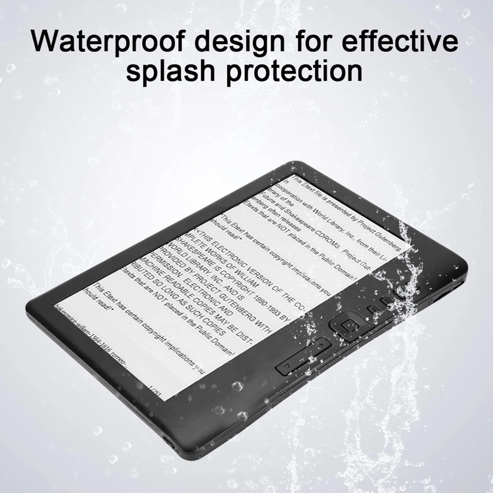 Lector de Libros Electrónicos 7 Pulgadas Resistente al Agua ARM9 Core 2100mAh 8GB