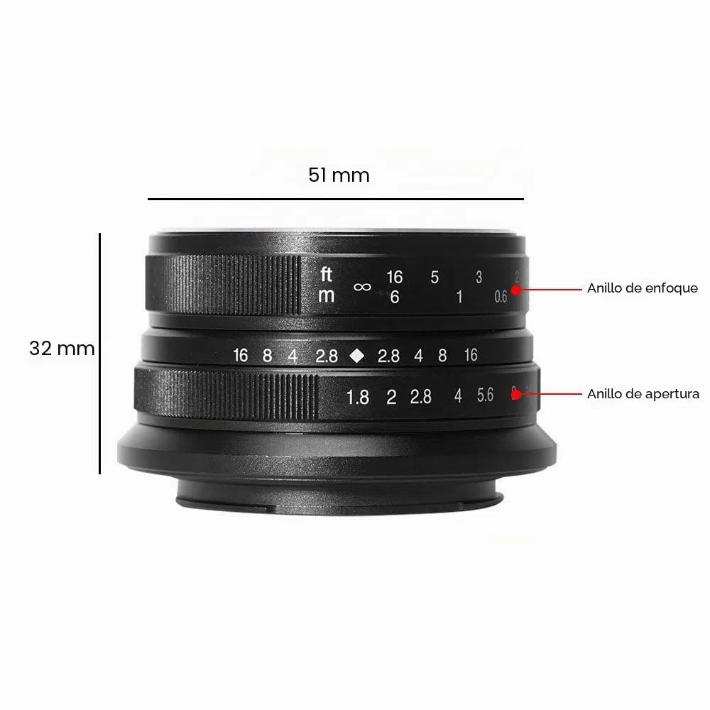 7artisans Lente fija manual de 25 mm F1.8 APS-C para cámaras Fuji X-A1 X-A10 X-A2, X-A3 X-AT X-M1 XM2 X-T1 X-T10 X-T2 X-T20 X-Pro1 X-Pro2 X-E1 X-E2 X-E2s (negro)