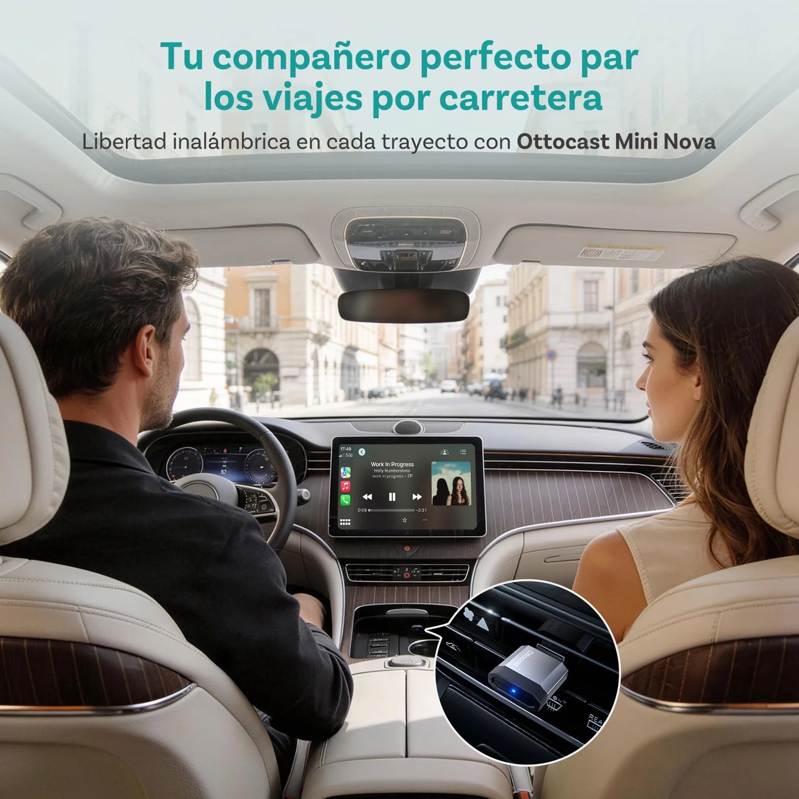 OTTOCAST Mini Nova, Adaptador 2 en 1 Inalámbrico CarPlay y Android Auto Mejorado 2026 para Teléfonos iOS y Android, Conexión Estable sin Retrasos, Compatible con Dos Teléfonos, Diseño Ultracompacto