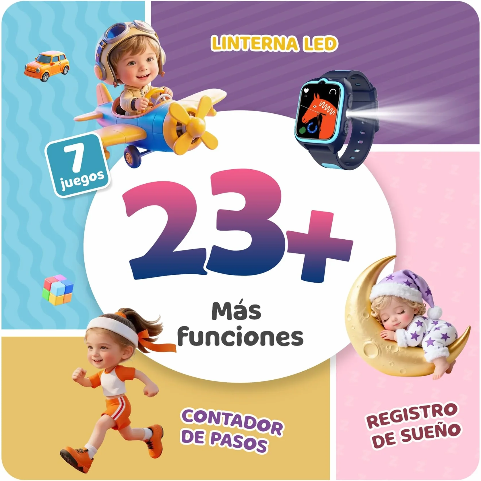 Blackview Smartwatch, 1.75” Reloj Inteligente Niño con GPS Posición, LED Linterna, SOS Llamar, Videollamadas, Chat de Voz, Smartwatch Niños con Podómetro, Juego, Despertador, Modo Escuela, Azul