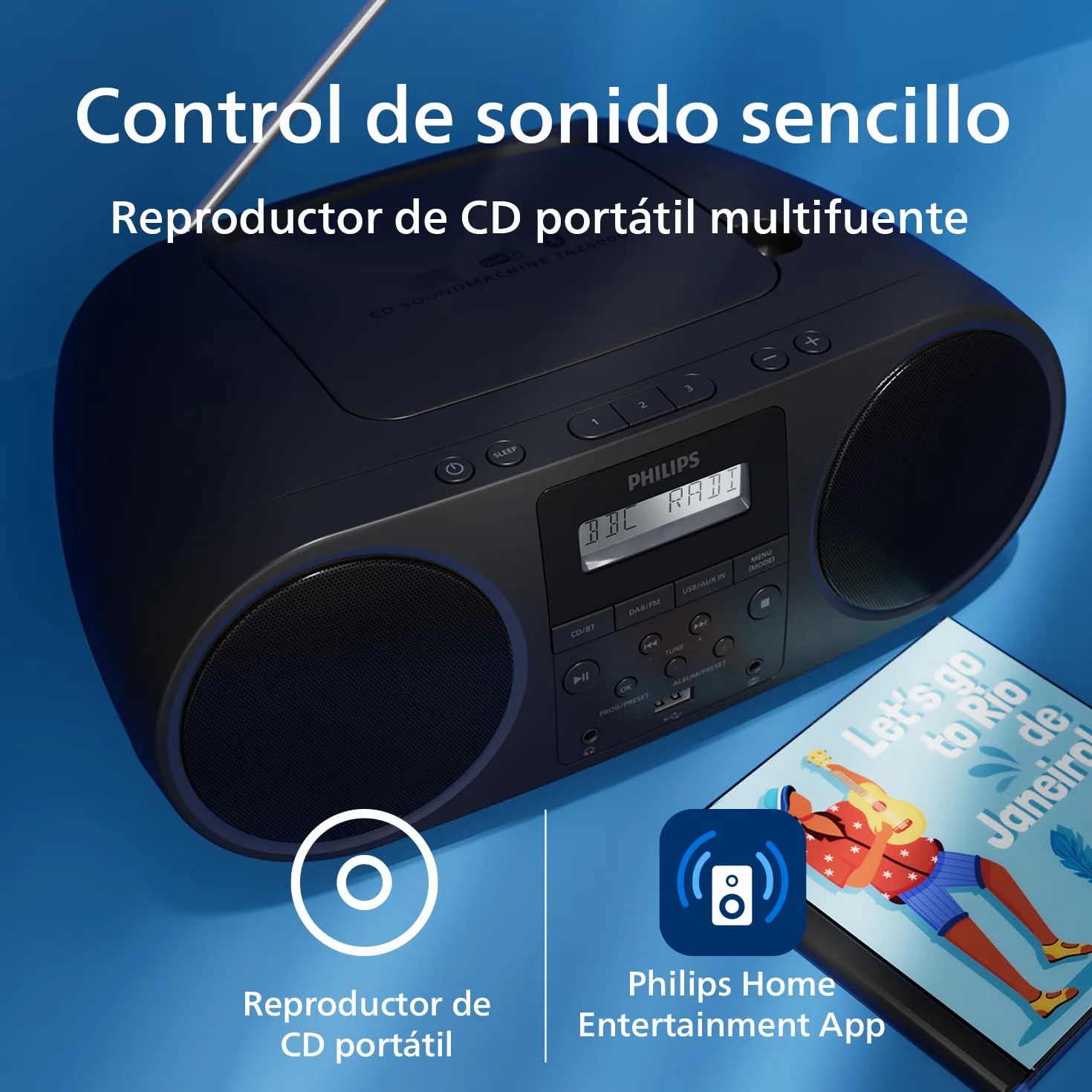 Philips TAZ6000 Reproductor CD Todo-en-1 Radio DAB+/FM Bluetooth 5.4 USB