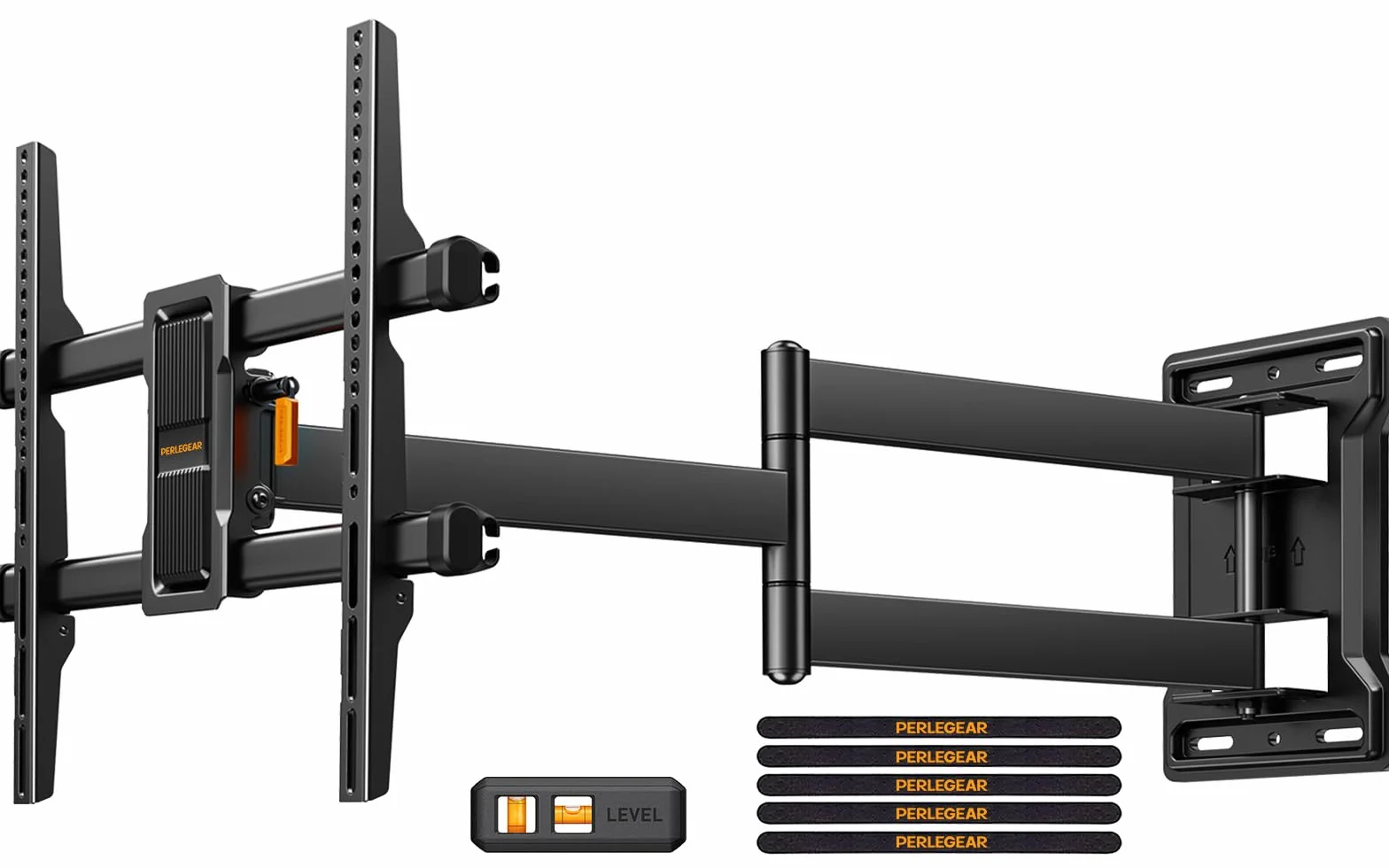 Perlegear Soporte TV Pared Brazo Largo 700 mm 32"-65" Inclinación Doble Gestión Cables 60 kg VESA 400x400 mm PGMF24B