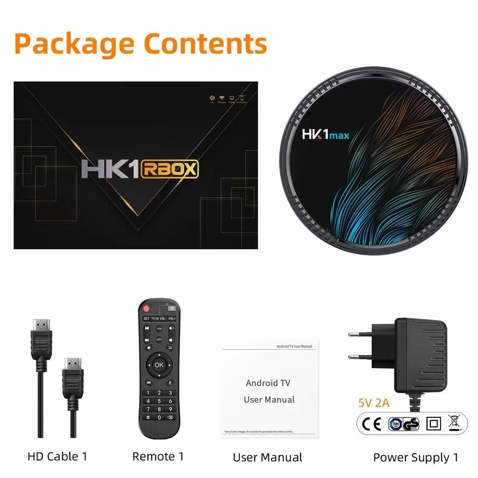 HK1 MAX Android 12.0 TV Box 2GB RAM 16GB ROM Quad Core 64bit Cortex-A53 Dual Wi-Fi BT4.0 4K HDR