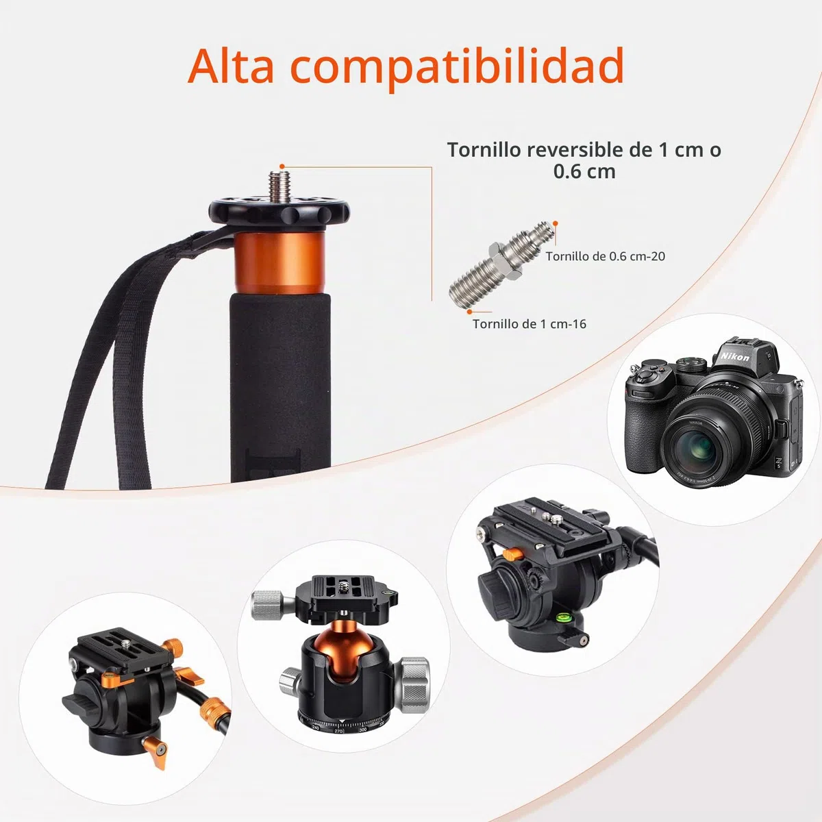 Monopié de Fibra de Carbono, Refoni C304F Monopié de 173 cm con pies de Apoyo para Hacer Frente a Todos los Kits DSLR o Mirroless más Grandes, con una Capacidad de Carga máxima de 20 kg