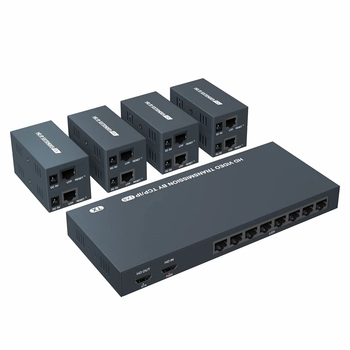 PW-DT2108 1X8 HDMI Extensor Splitter 150m por Cable Cat5e / Cat6 / Cat7 Soporte 1080P@60Hz Resolución Loop out
