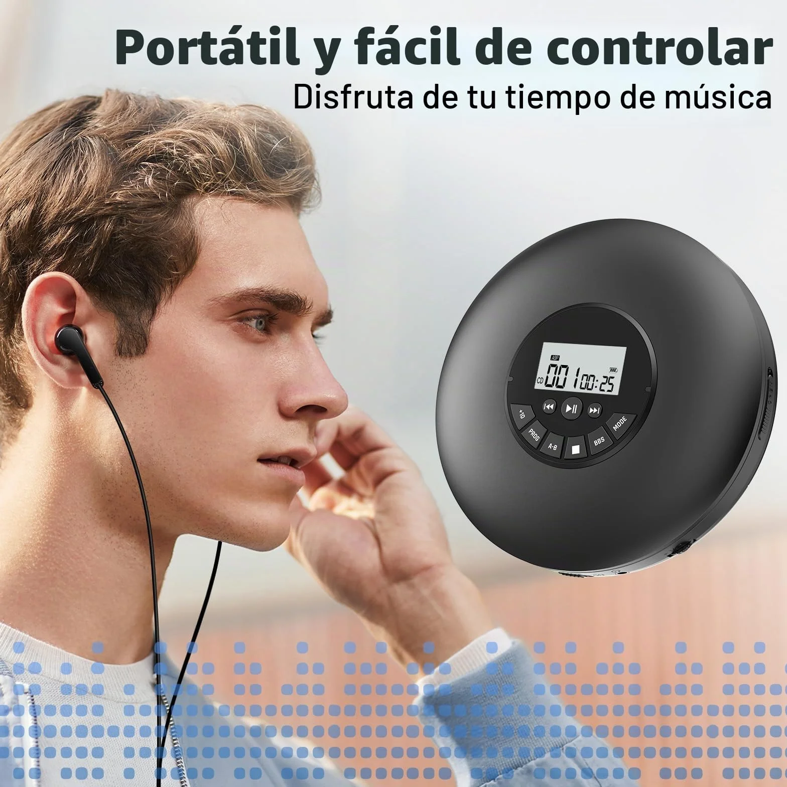 Reproductor de CD portátil Arafuna Discman Compatible con CDs CD-R CD-RW Antichoque