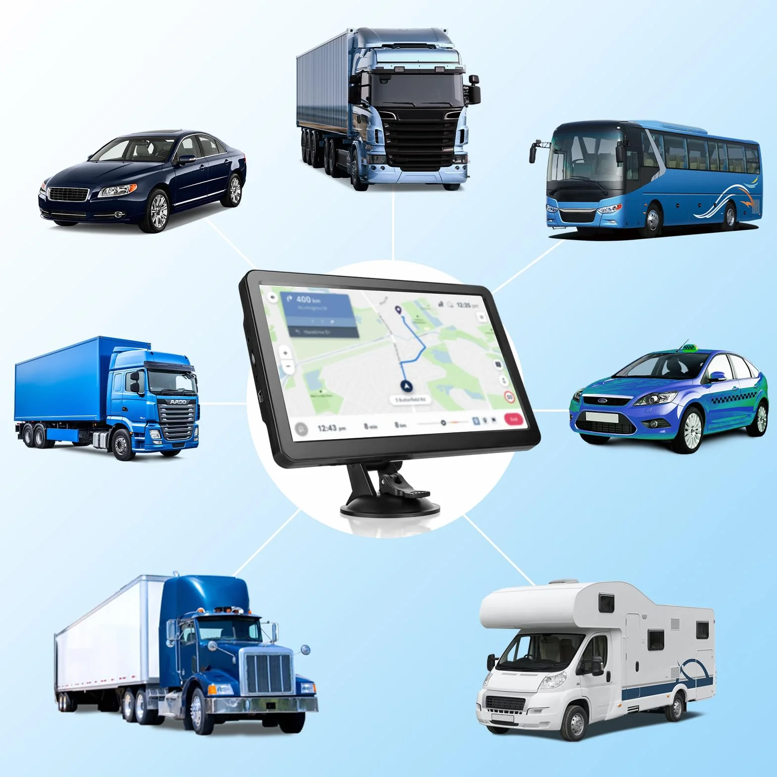 Navegador GPS 9 pulgadas para camiones conductores comerciales Europa Reino Unido mapas