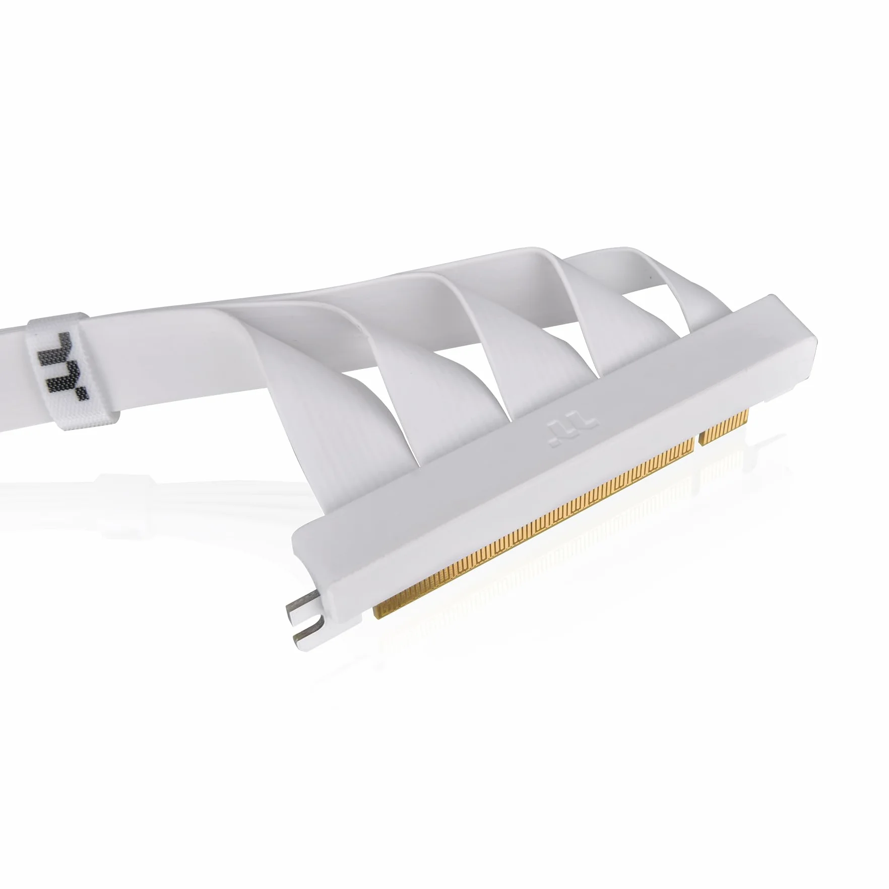 Thermaltake Cable elevador de conectores PCIe 4.0 duales de 90°; blanco; transmisión de alta velocidad de 16 Gbps; 400 mm; blindaje EMI; AC-077-CO6OTN-C1
