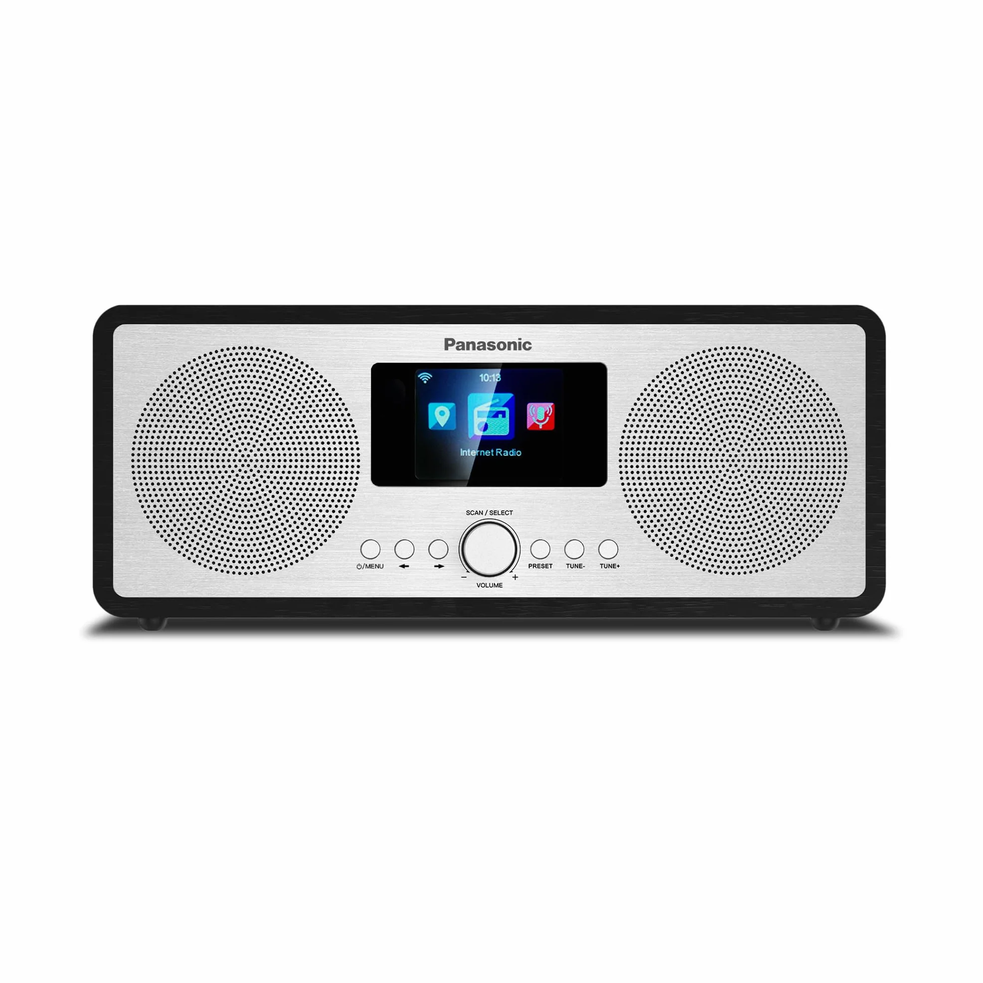 Panasonic RF-D40EG-K Radio de Internet y Dab+/FM con Bluetooth, 6 W, Altavoces de 7,5 cm, LCD a Color TFT de 2,4", Alarma y Temporizador de Apagado, Mando a Distancia, USB, Wi-Fi, Negro
