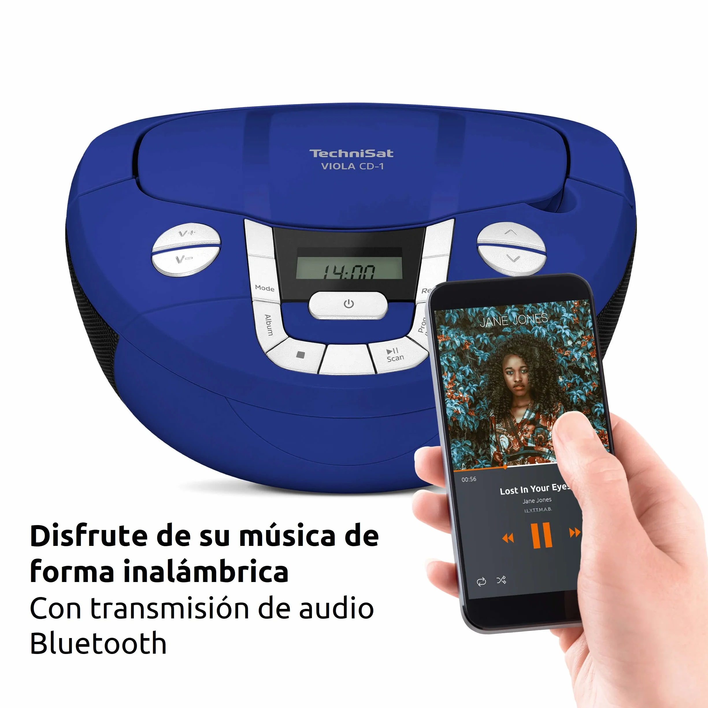 TechniSat VIOLA CD-1 Reproductor de CD estéreo portátil Boombox con Bluetooth y radio FM
