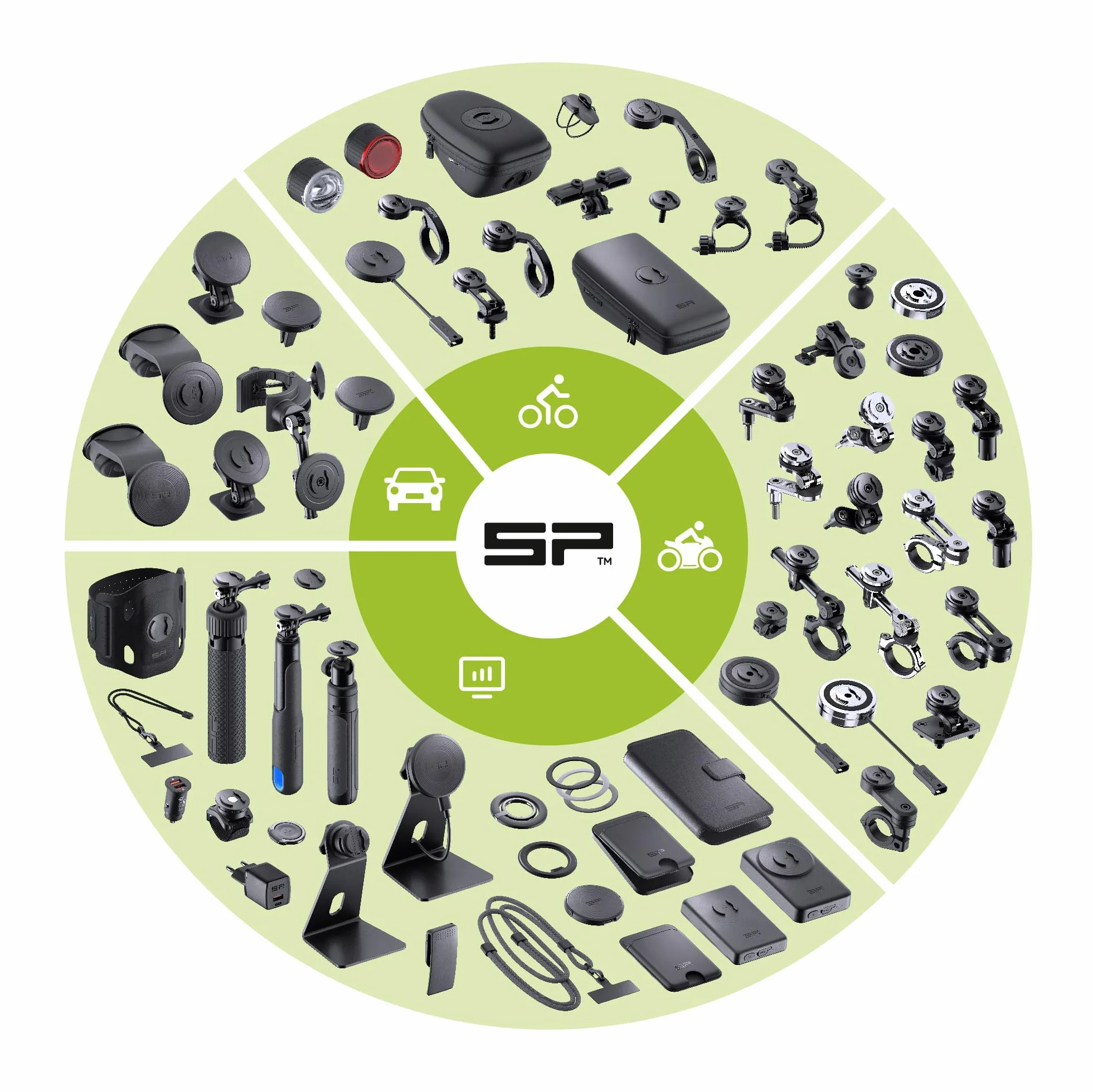 SP Connect Soporte Universal para teléfono móvil para Moto, Bicicleta, ciclomotor, Scooter, Accesorio para navegador de Todos los teléfonos Inteligentes como iPhone, Samsung