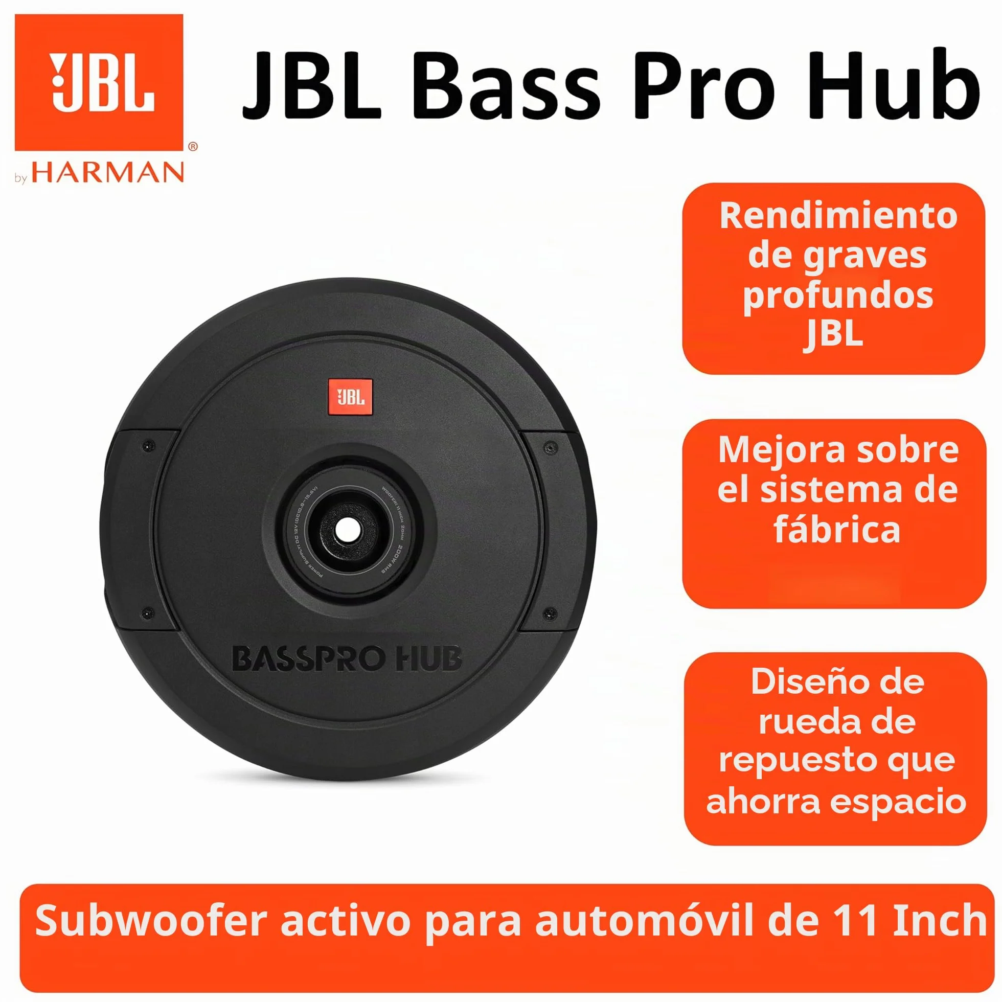 JBL BassPro Hub 11" Subwoofer Coche Activo 300W Autoamplificado