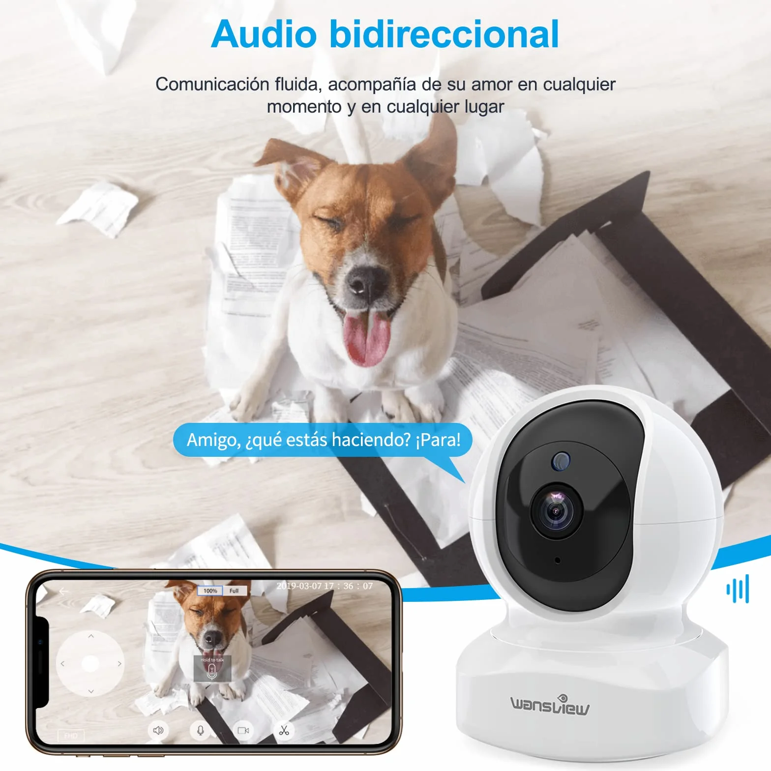 wansview 2K Camara Vigilancia WiFi Interior - 2Pack Camaras Vigilancia Domicilio WiFi 360° para Perros, Seguimiento del Movimiento, Detección de Humano, Grabación Continua, Audio Bidireccional
