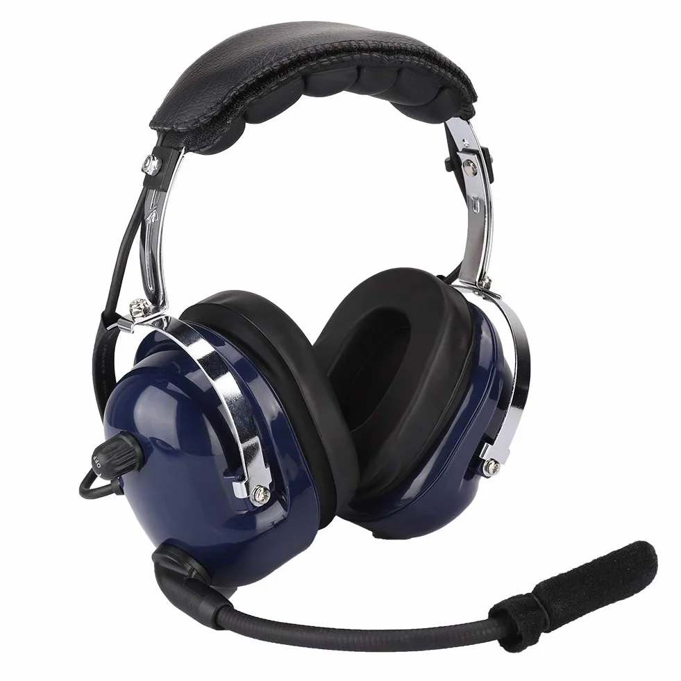 ASHATA Auriculares de aviación general de 3,5 mm, auriculares piloto de doble enchufe, auriculares de reducción de ruido para pilotos