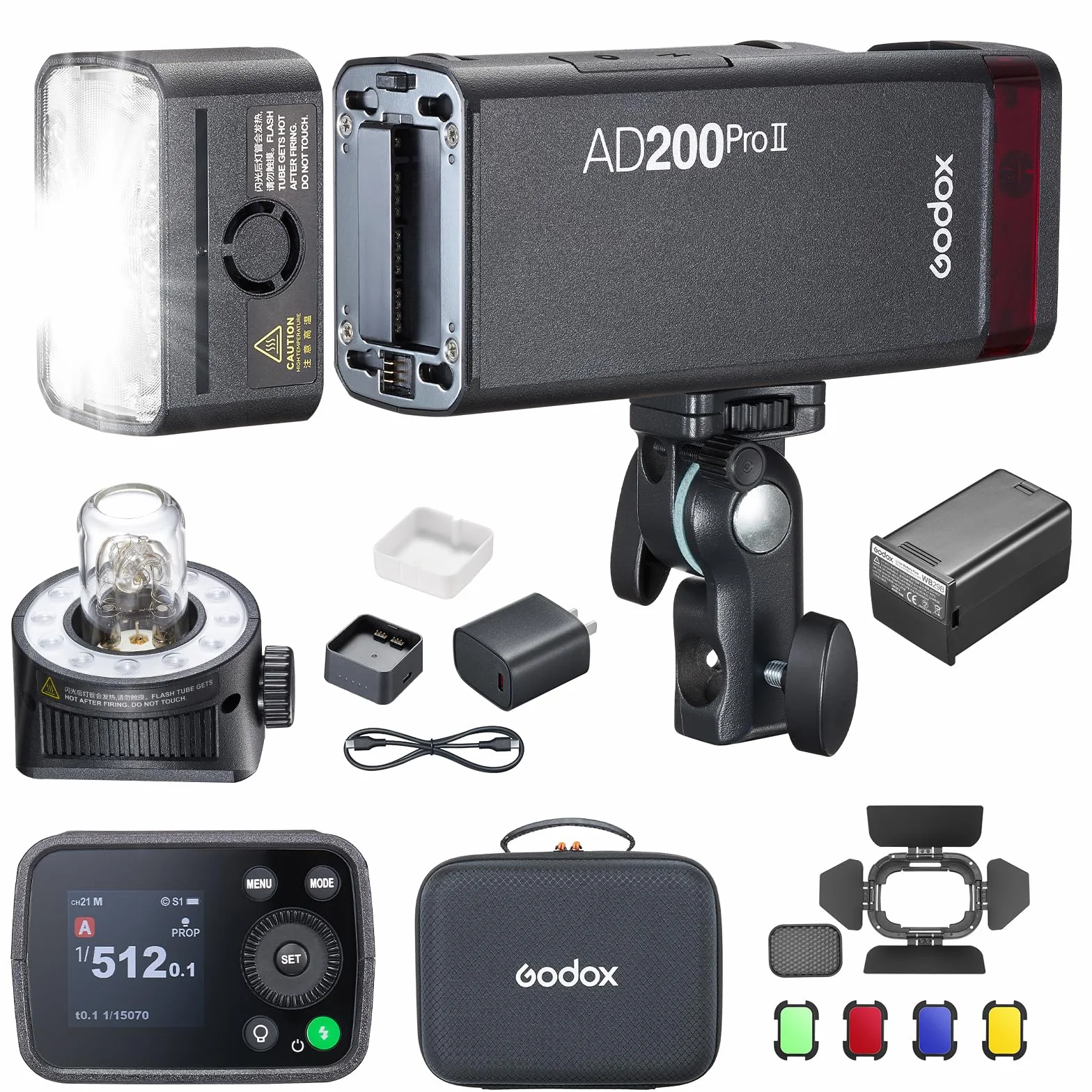 Godox AD200Pro II AD200ProII Flash para Exteriores Flash Flashgun with BD-07II 200Ws 2.4G TTL,500 Flashes con Flashgun de Bolsillo de Gran Potencia para Canon,Sony,Nikon,Fuji,Olympus,Panasonic