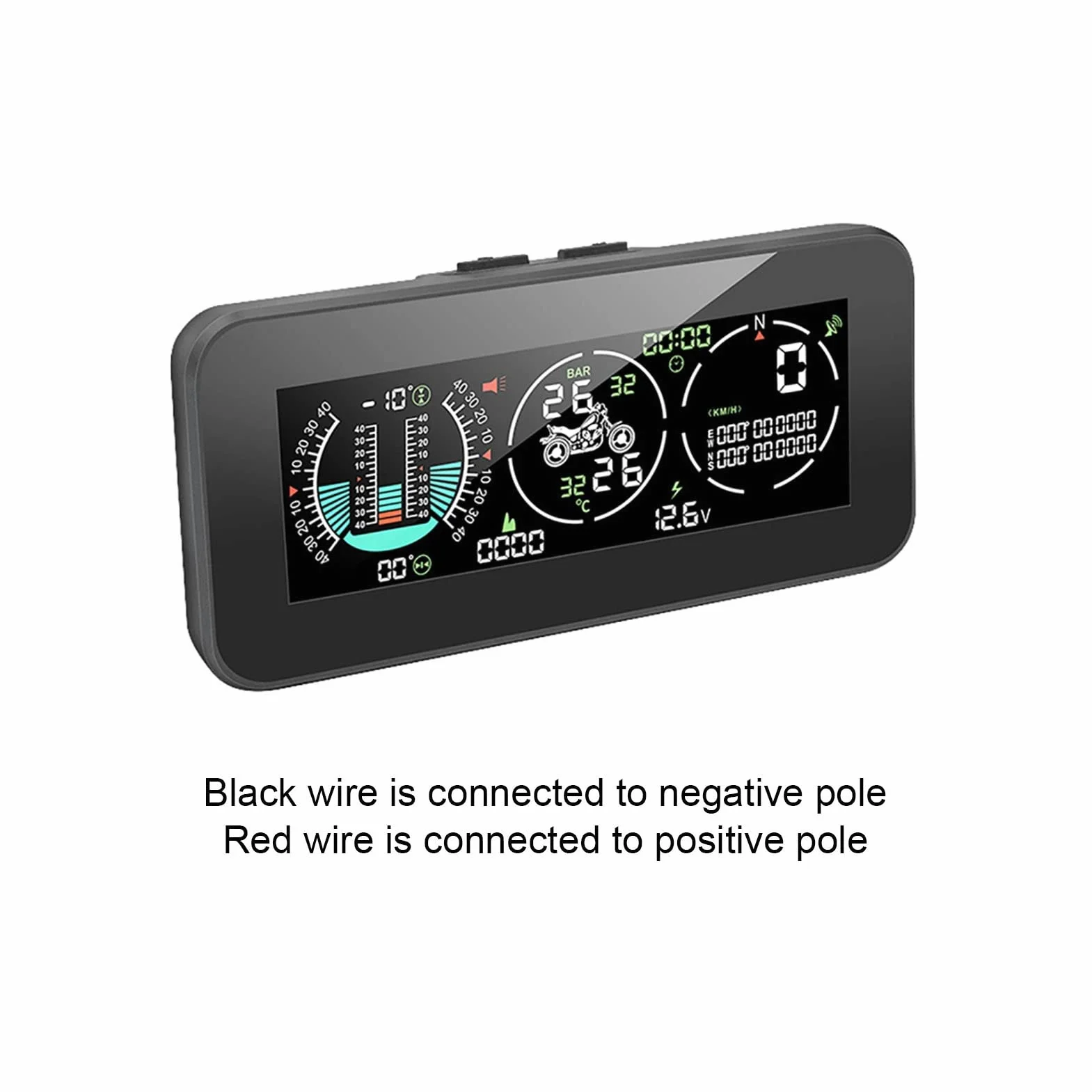 Motocicleta Head Up Display, GPS Alarma de Advertencia de Exceso de Velocidad Presión de los Neumáticos HUD Medición de Kilometraje Monitor de Velocidad para el Motor de Transporte Inclinómetro Moto V