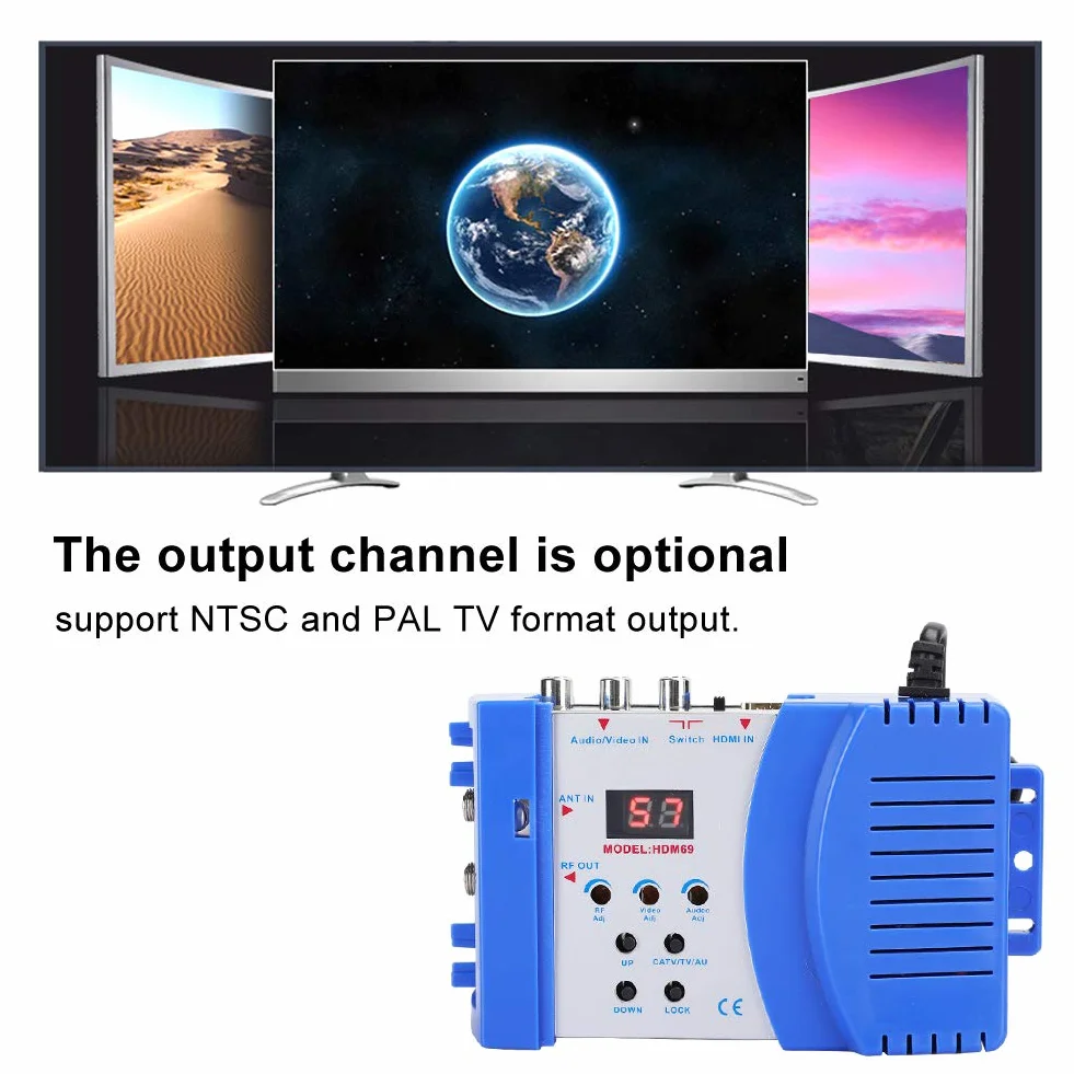 Modulador HDMI, HDM69 Profesional Modulador Digital, RF HDMI Convertidor AV a RF VHF UHF PAL NTSC Modulador Portátil Estándar, Convertidor HDMI a RF 1080p para Receptor de Satélite
