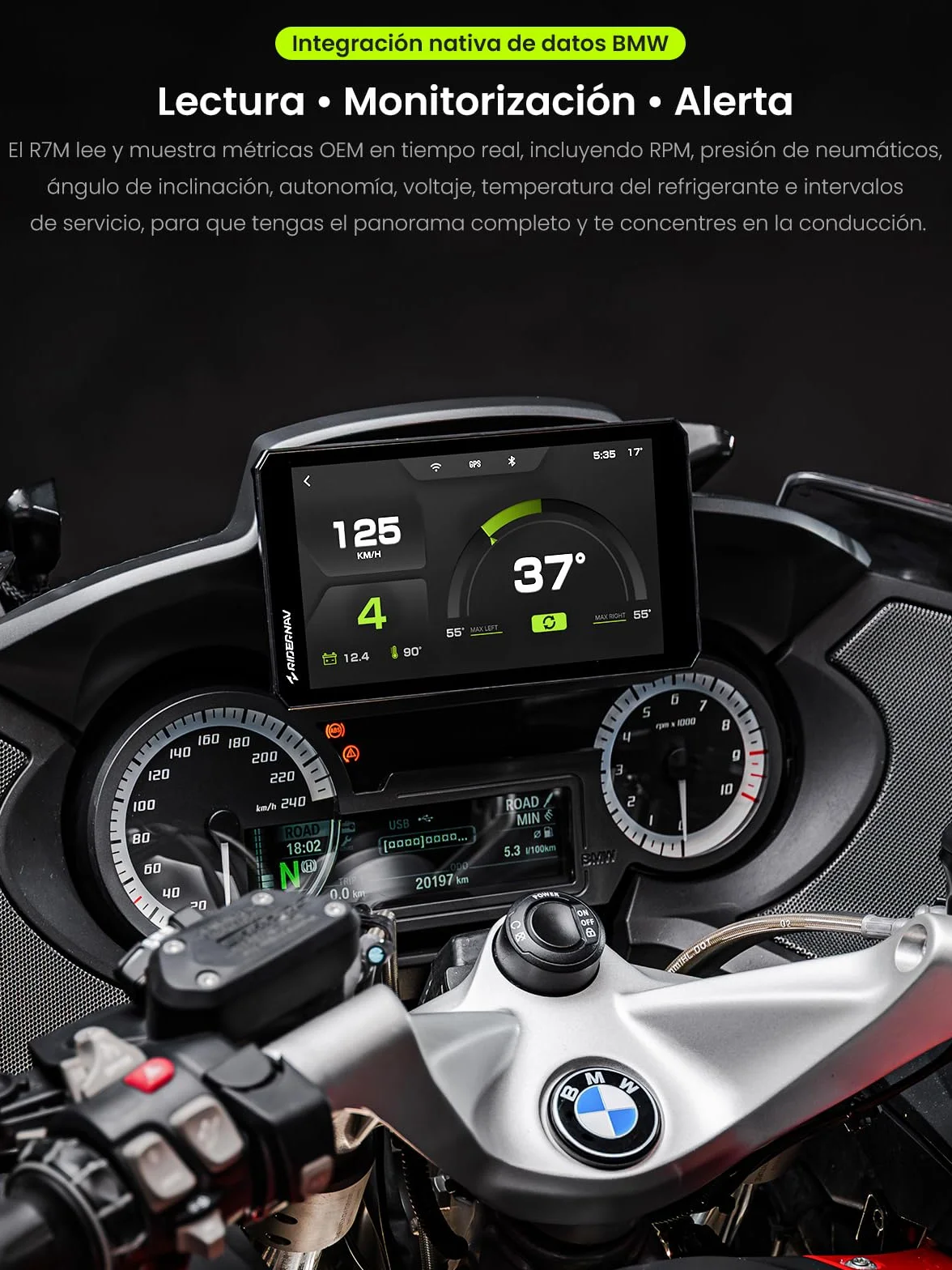 CarPlay y Android Auto Inalámbrico R7M 7" para Motocicletas BMW IP69K GPS OTA