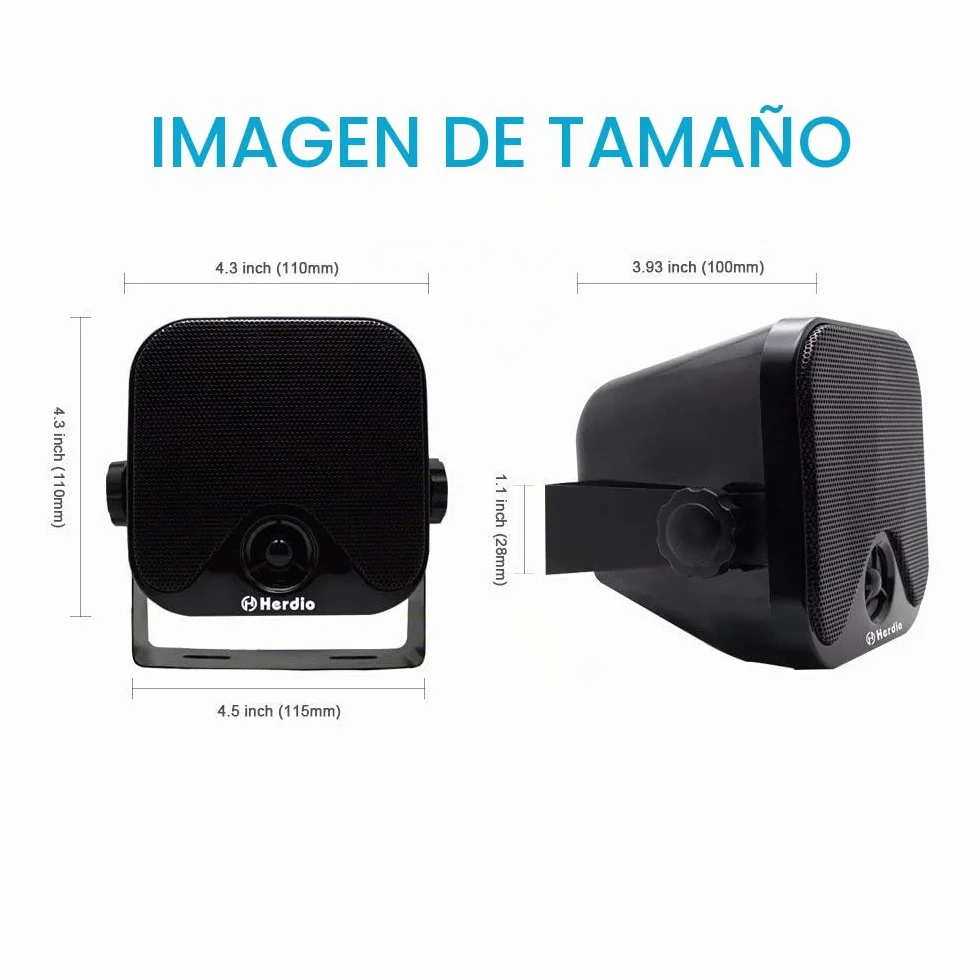 Herdio 4 Inch Resistente al Agua Barco Marina Caja Exterior Altavoces Superficie Montado para Skid Steer ATV UTV RZR Golf Carro Tractor Powersports Barco Camión Jeep