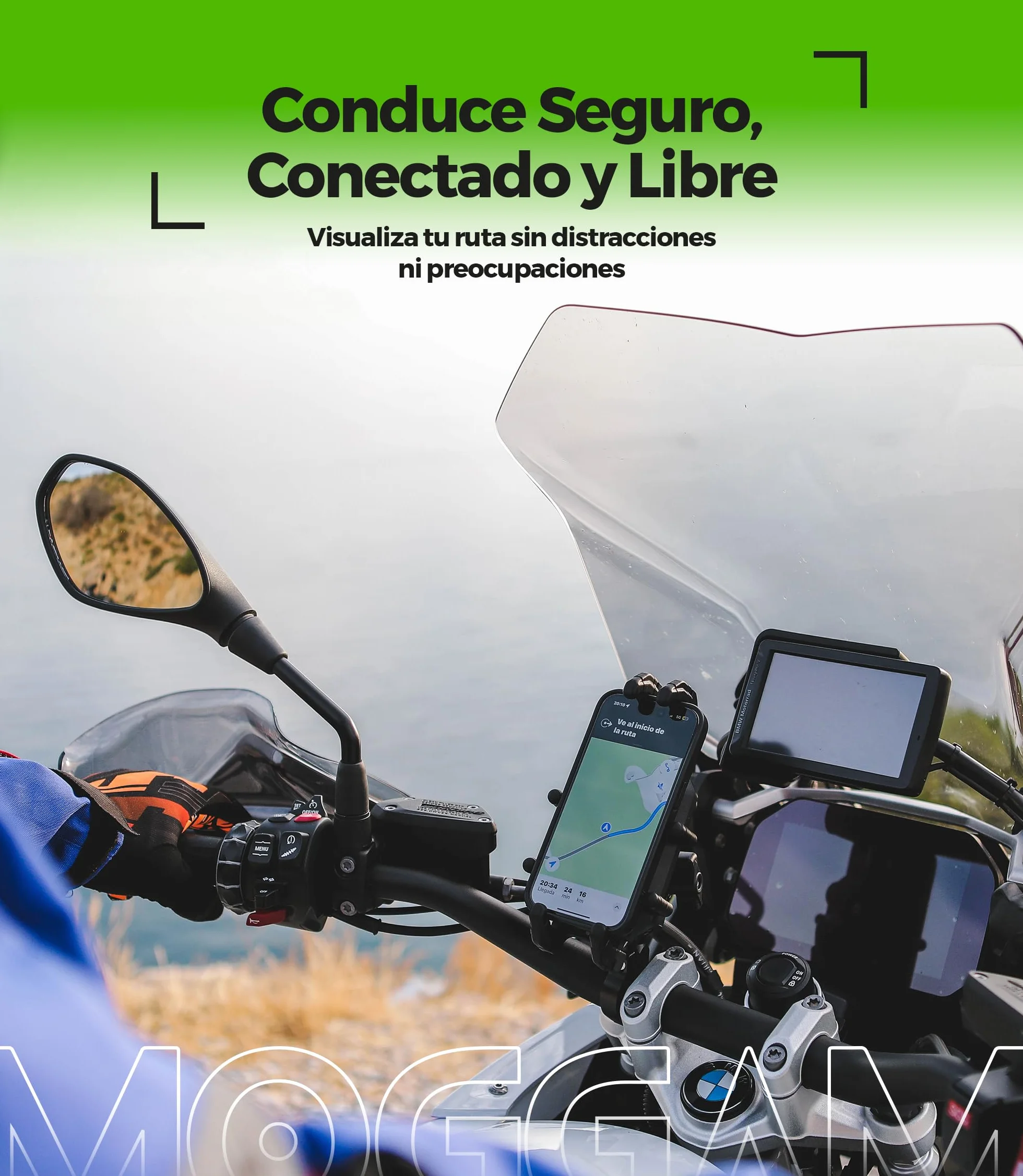 Soporte Móvil Moto Trail Antivibración Antirrobo Compatible Smartphones 5.4-7.2 Pulgadas