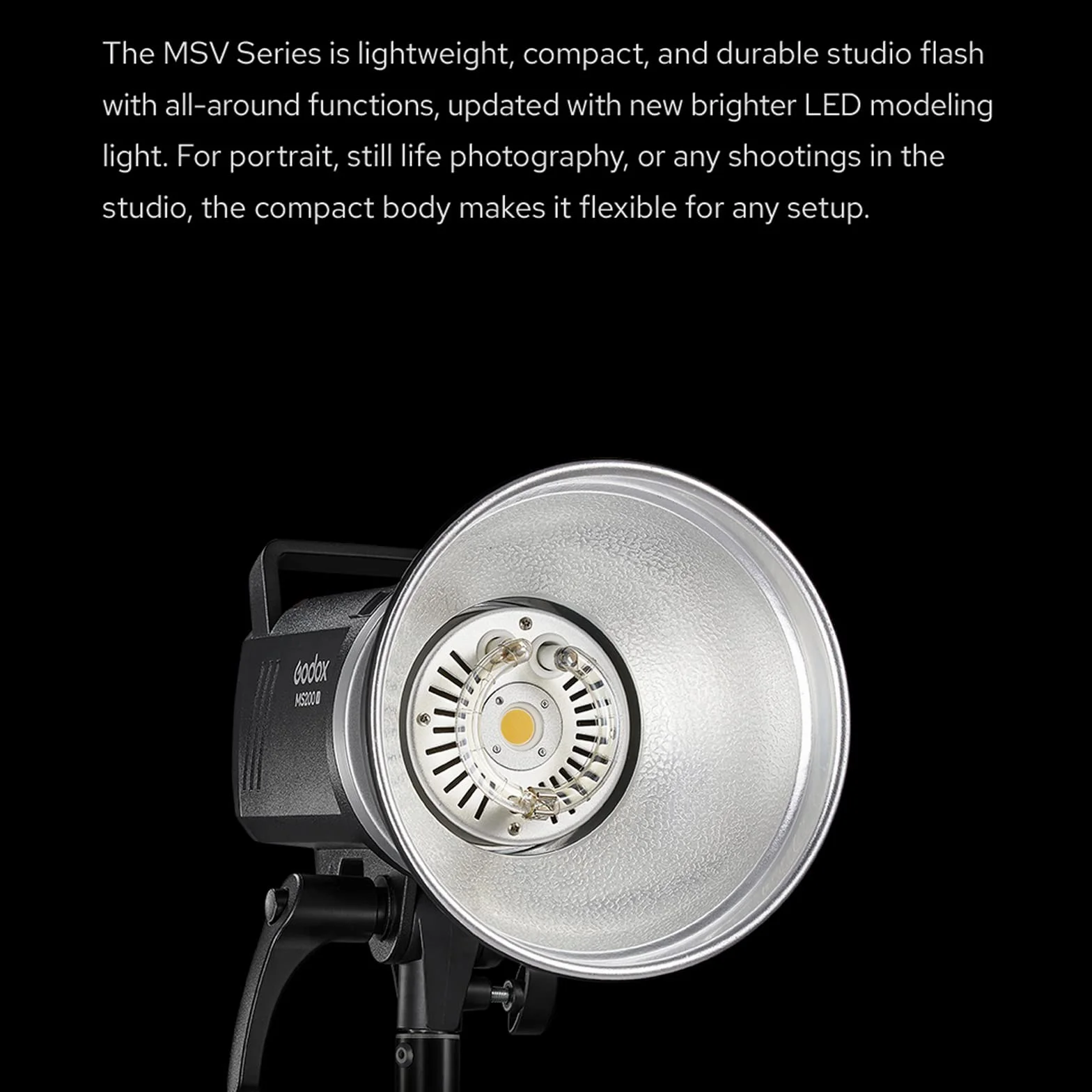 Godox MS300-V MS300V 300W Studio Flash, 5800K±200K, Sistema Inalámbrico 2.4G, Panel LCD, con Luz de Estilo LED, Tiempo de Recuperación de 0,1a 1,8s, Bowens Mountain Photoflash Monolito
