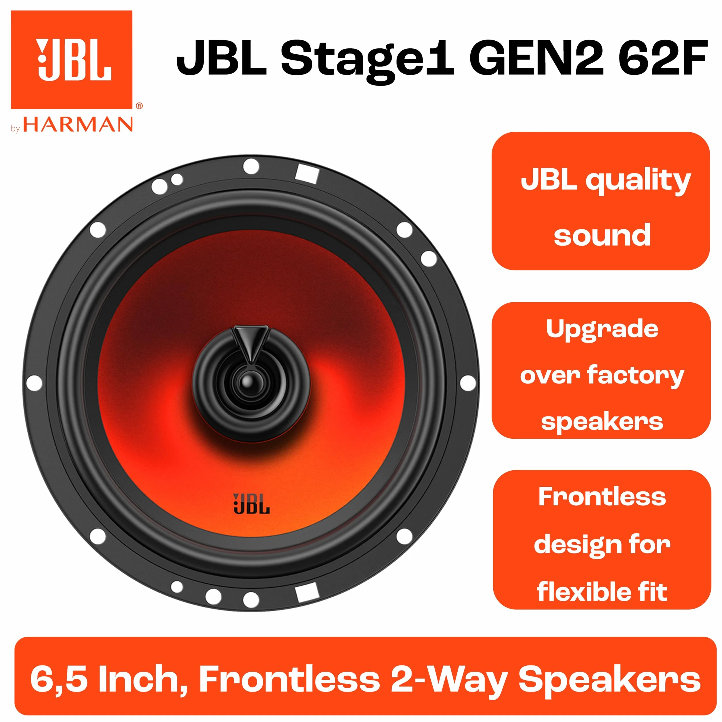 JBL Stage1 62F Gen2 Altavoces coaxiales 2 vías 6,5 Pulgadas 50 W RMS 400 W Pico 4 Ω