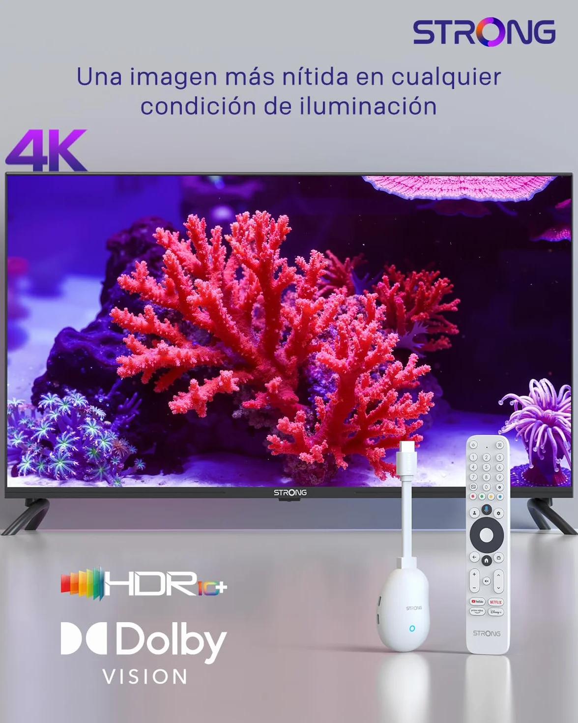STRONG Leap-Neve 4K UHD Streaming Stick, Dolby Vision, Dolby Audio, WiFi 6, Android 12, HDMI 2.1, 2GB RAM 8GB Flash