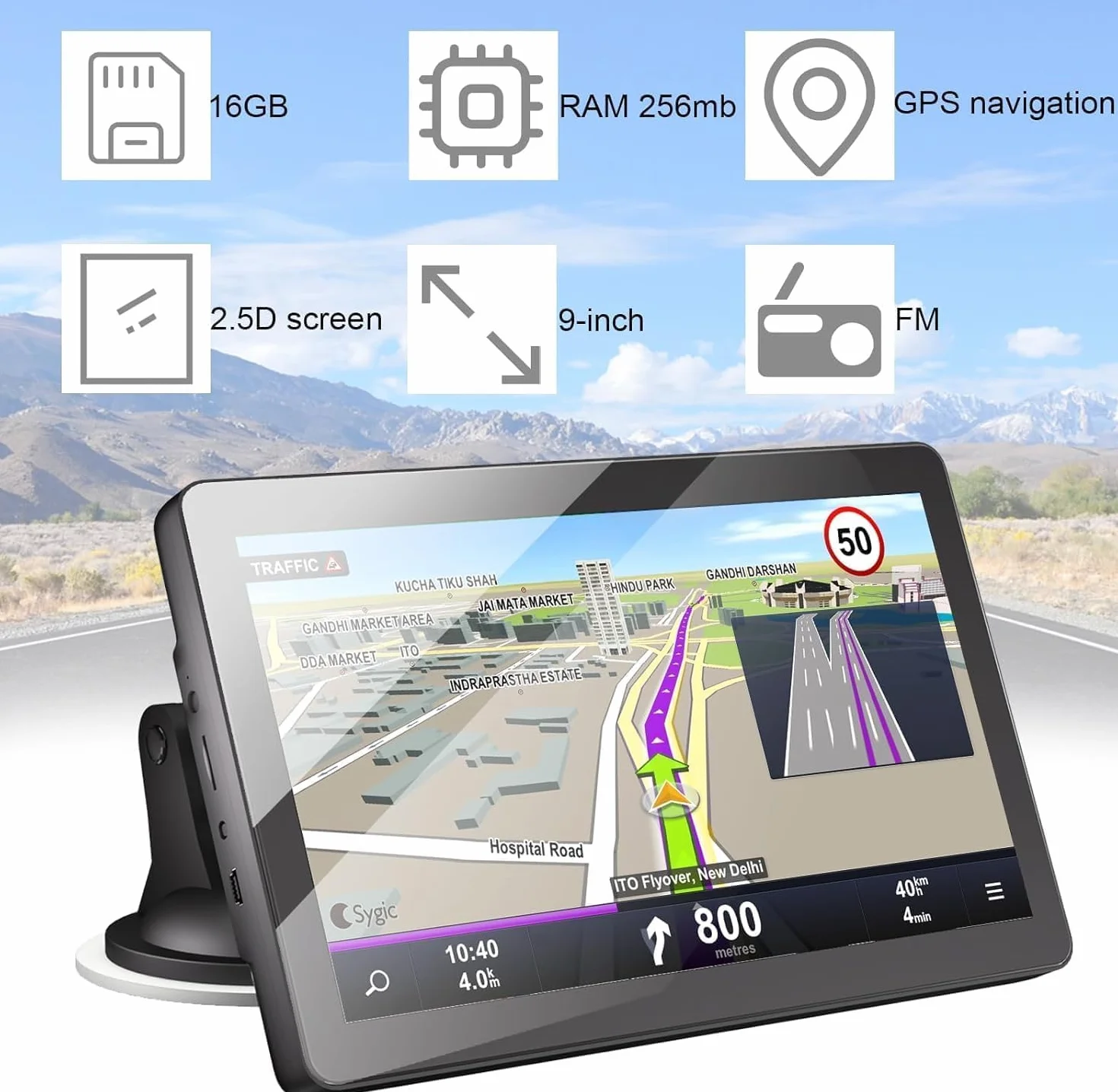 9 Pulgadas GPS Coche,GPS Camiones Profesional,Navegador GPS Coche,para Camiones y Coches,Actualizaciones de Mapas de Europa para Toda la Vida