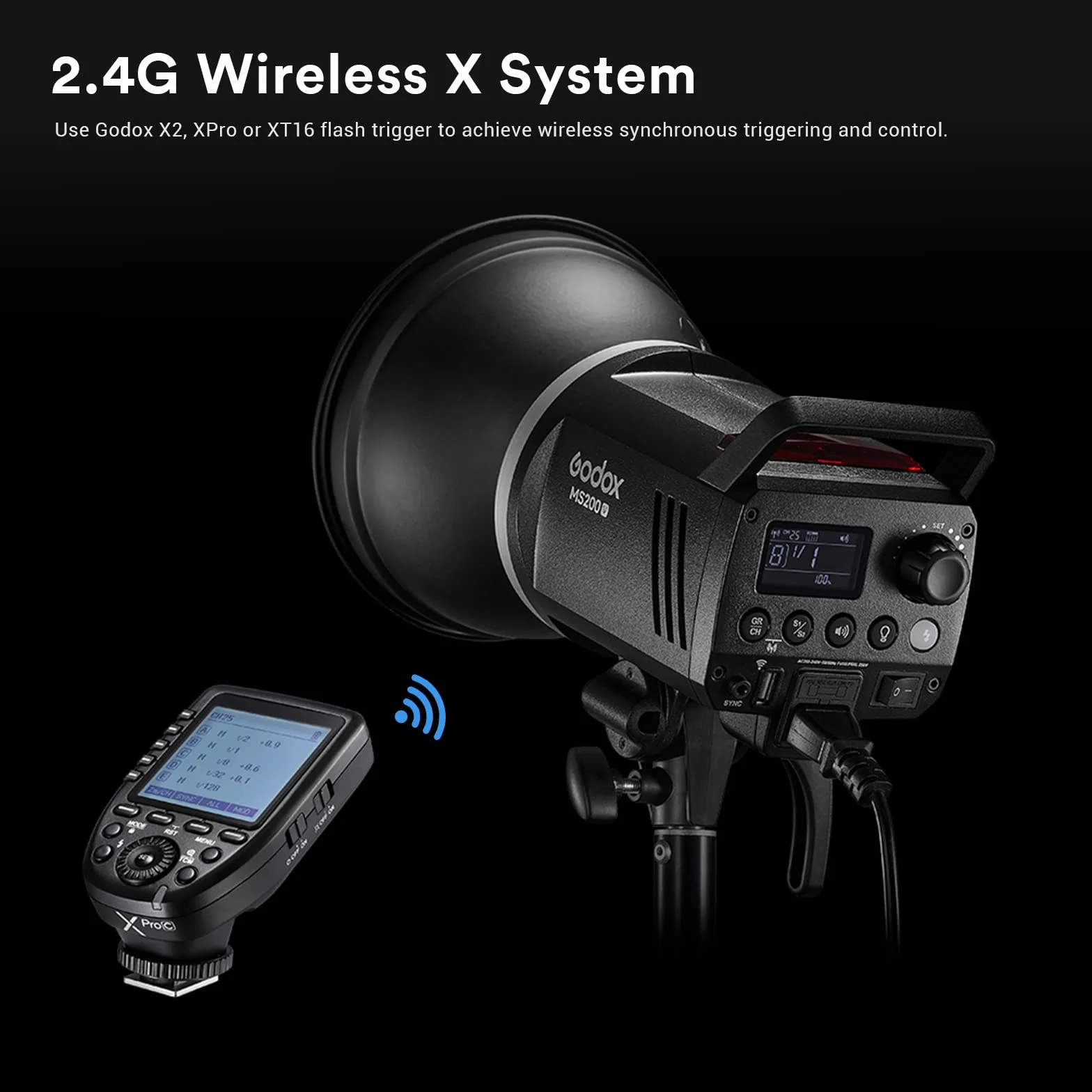 Godox MS300-V Flash de Estudio Compact, 300Ws 2.4G Wireless X System, LED Modelado Lámpara, Bowens Montura Monolight para Estudio Fotografía, Retrato