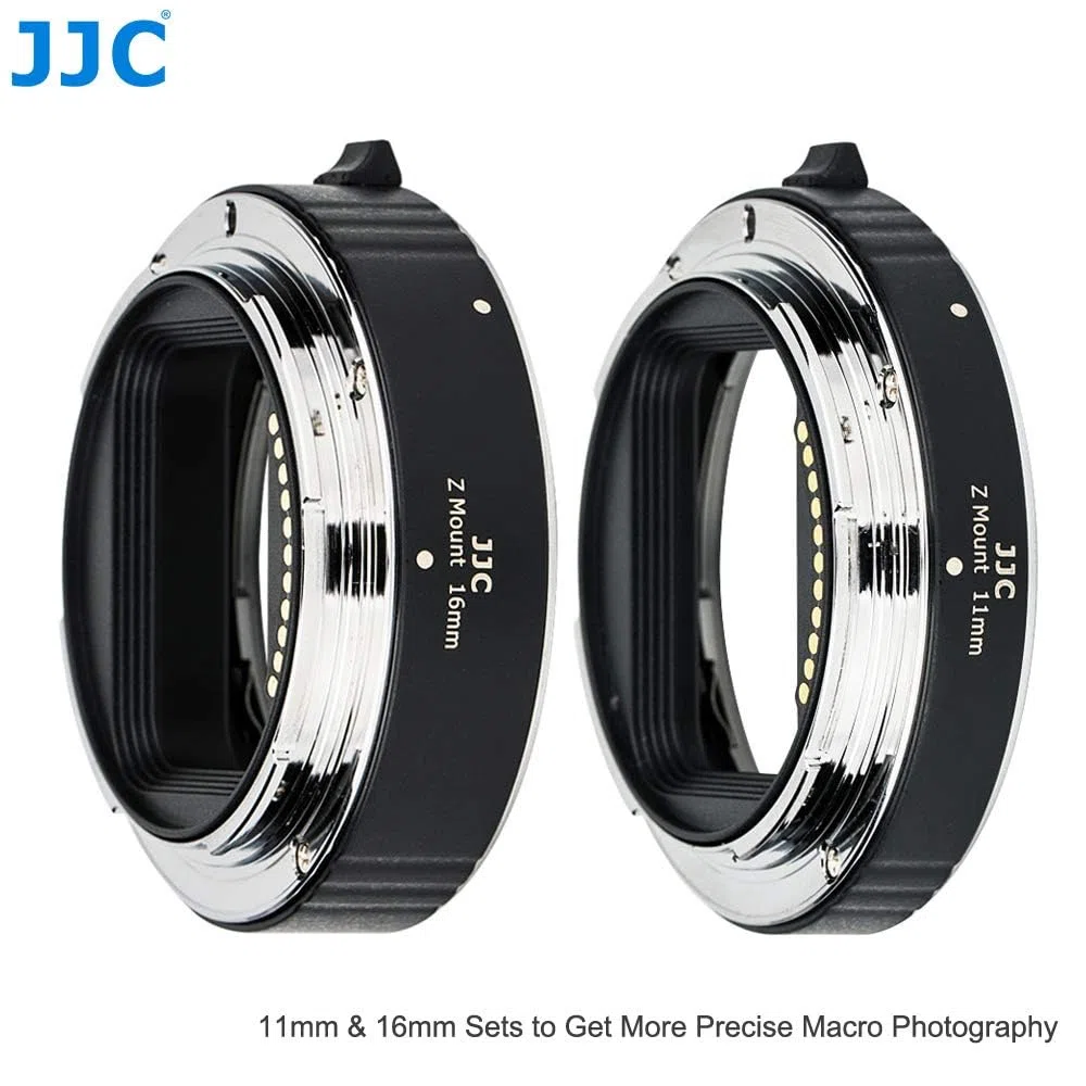 JJC 11mm/16mm Sets Metal Tubo de Extensión TTL Enfoque Automático AF para Nikon Z Mount ZR Z9 Z8 Z7, Z7II, Z6, Z6II, Z5, Z50 Z30 Zf Zfc Cámara Digital y Lentes Z Mount