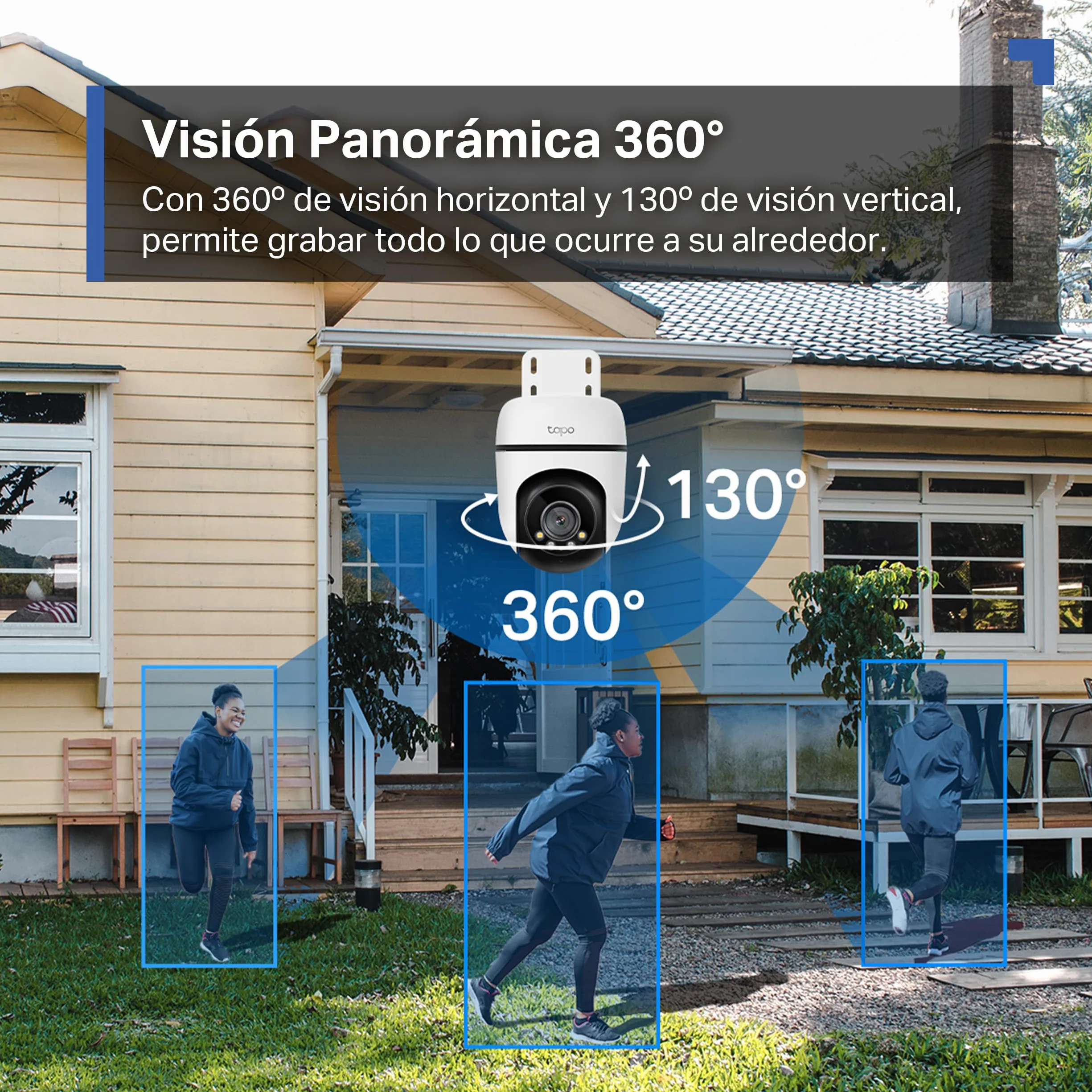 Tapo C51A Cámara de vigilancia Wi-Fi Exteriores 360° Visión Nocturna Color 2K 3MP Detección Personas IA Seguimiento Movimiento IP65