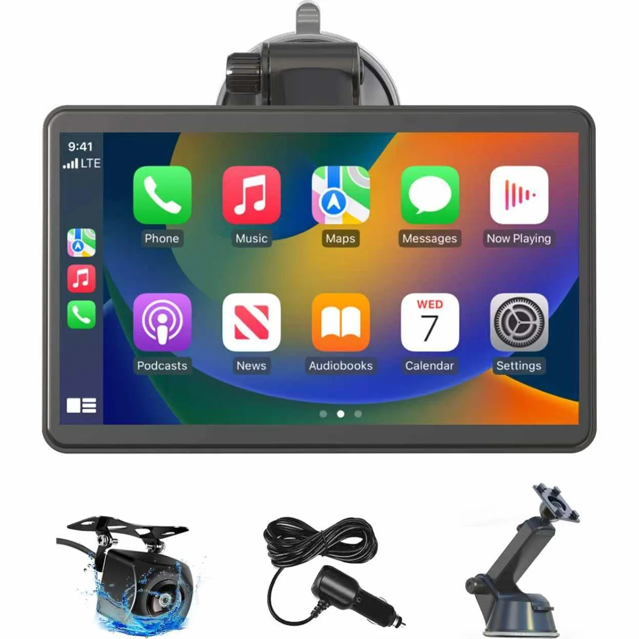7" Pantalla Carplay Coche Sin Instalación para A-pple Car Play y Android Auto, Pantalla Táctil para Coche con Cámara Trasera, Bluetooth, Mirror Link, Navegación GPS, Asistencia de Voz, FM, AUX