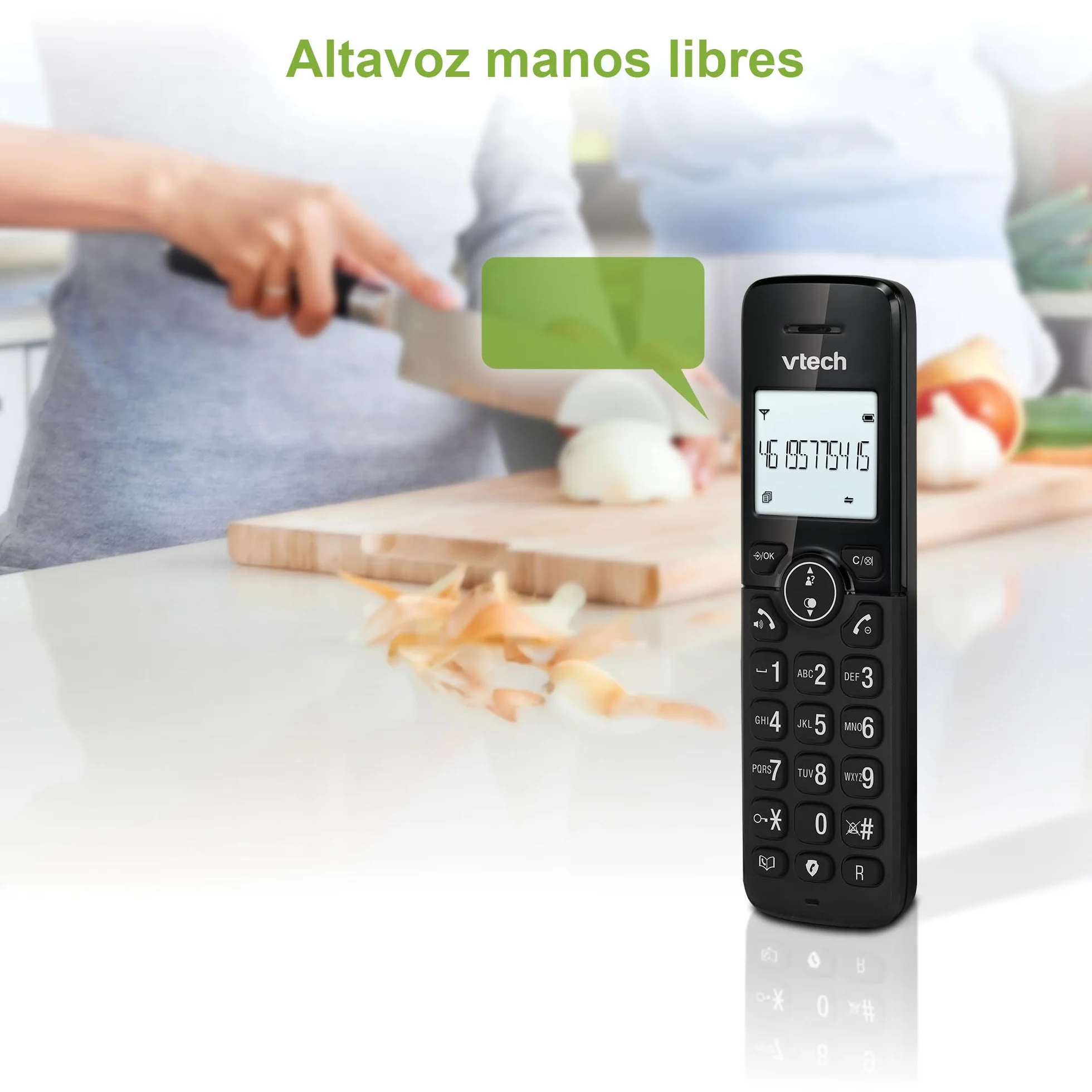 VTech CS2001 Teléfono inalámbrico DECT Duo, Identificador de Llamadas, Manos Libres, Negro