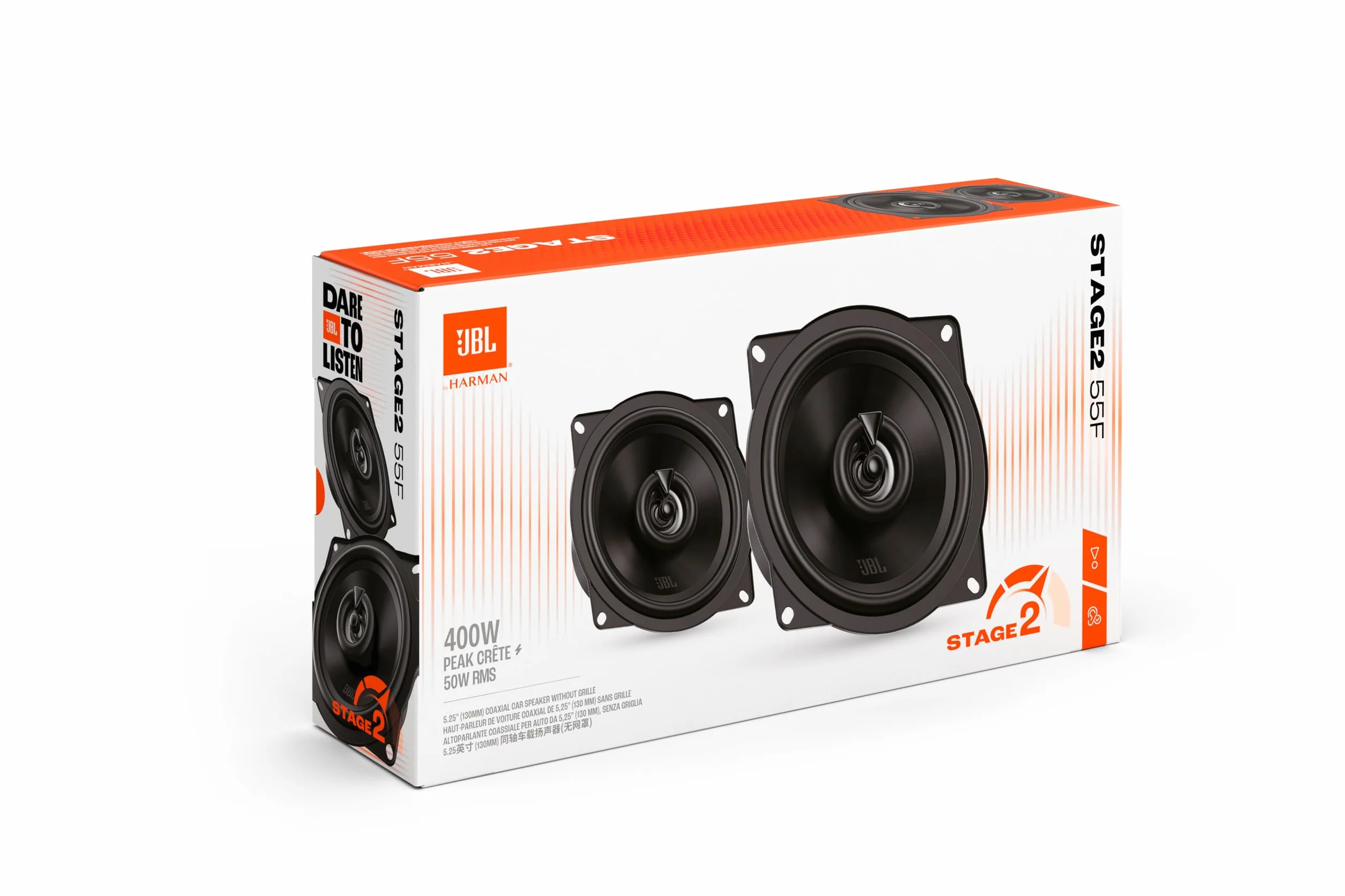 JBL Stage2 55F Gen2 Altavoces coaxiales 2 vías 5,25 Pulgadas 50 W RMS, 400 W Pico, 4 Ω, 89 dB, woofer Polipropileno Plus One™, Tweeter Pei, diseño Compacto, Sonido Claro