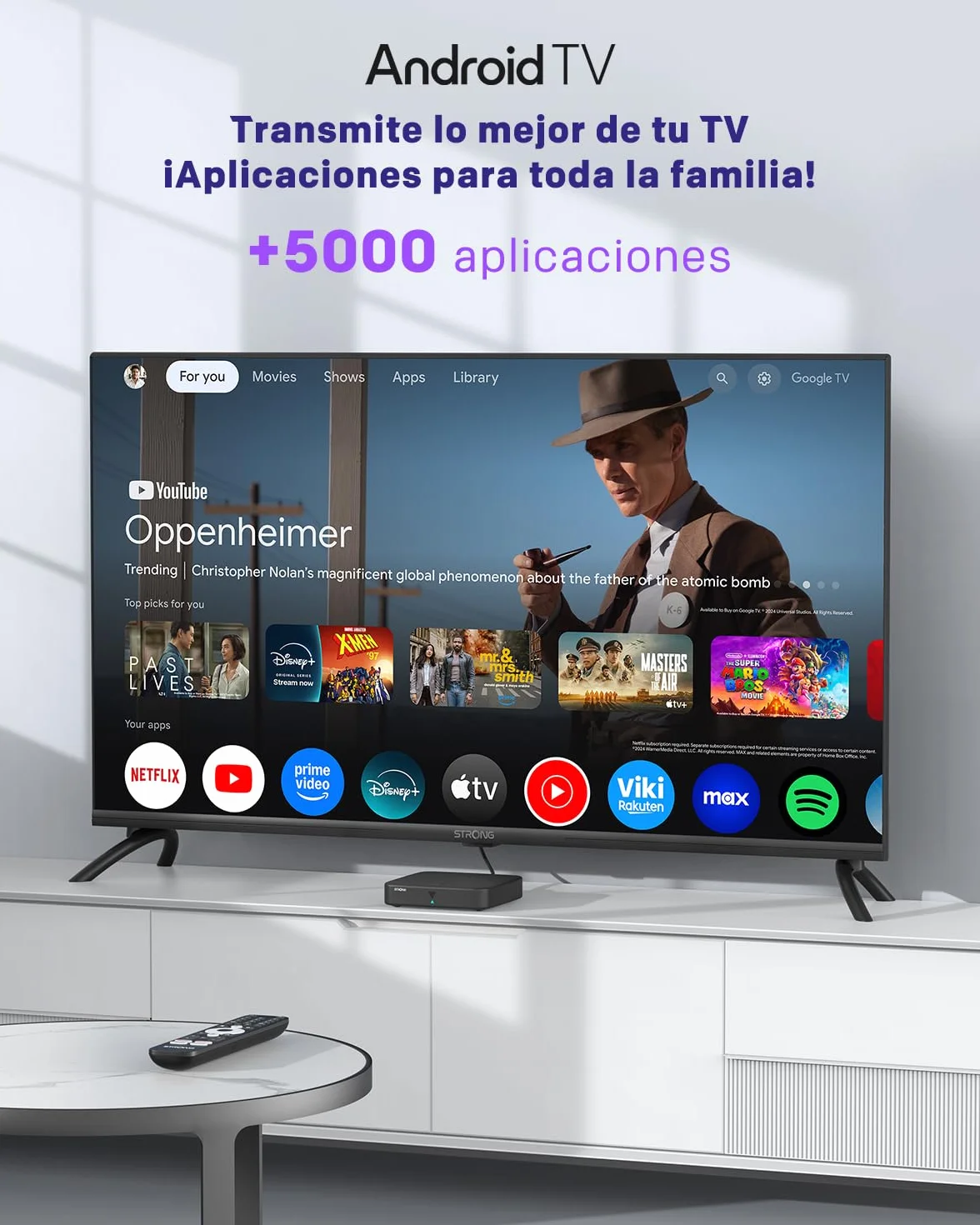 STRONG SRT420 TV Box Android TV 4K DVB-T2 2GB RAM 8GB Almacenamiento Chromecast Integrado WiFi HDR10+