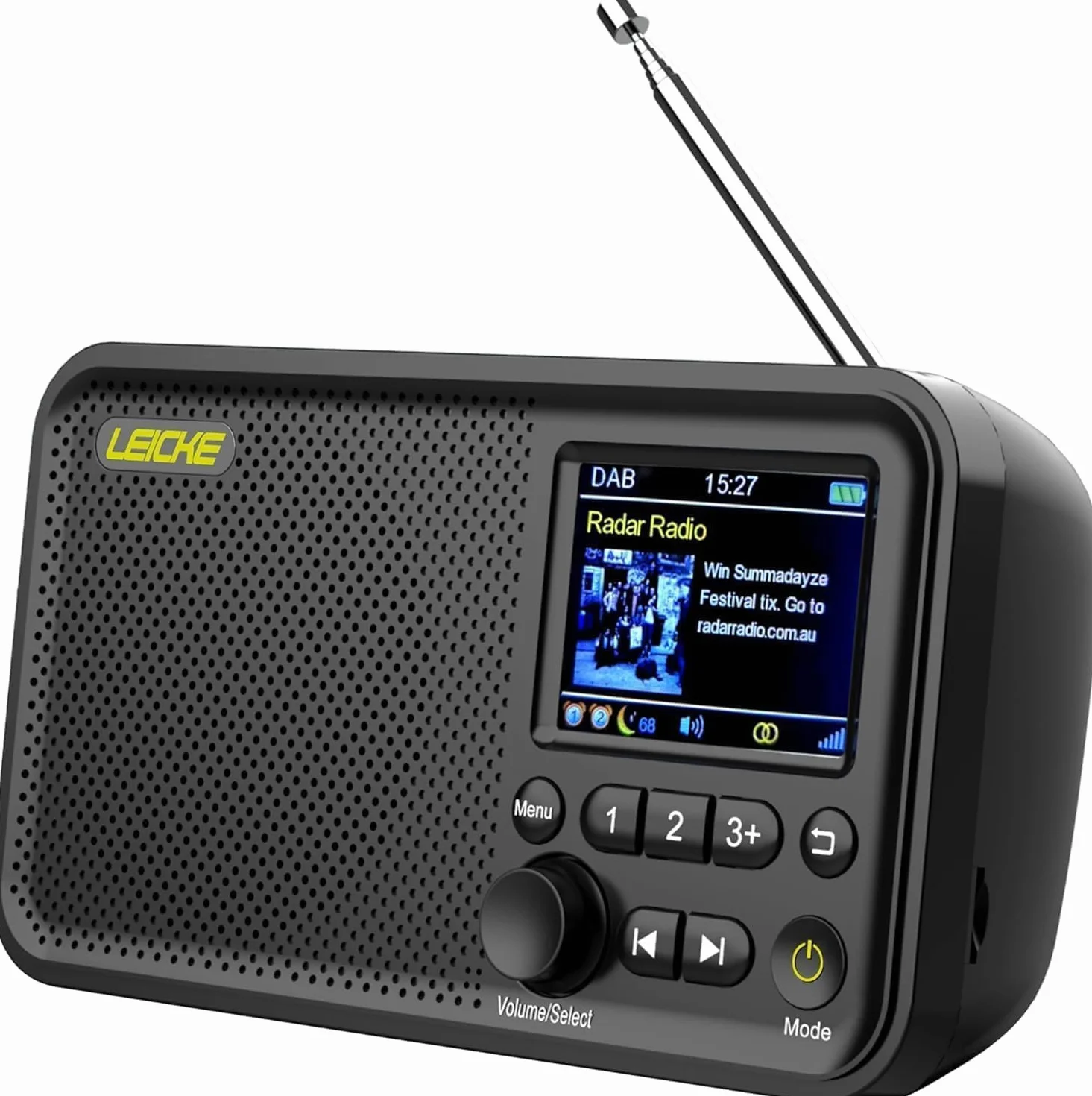 LEICKE Radio portátil Dab+ Bluetooth 5.0 FM Pantalla 2,4 Pulgadas Cocina Cable batería 4000 mAh MicroSD Alarma