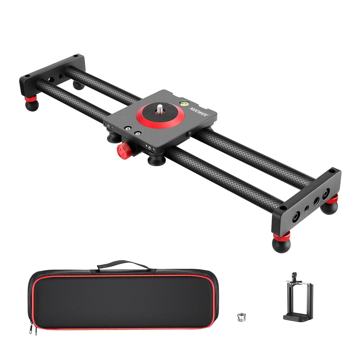 Neewer Mini riel Deslizante Dolly estabilizador de Fibra de Carbono para cámaras/Smartphones, 40 cm Compacto con 4 Almohadillas Carga hasta 1 kg