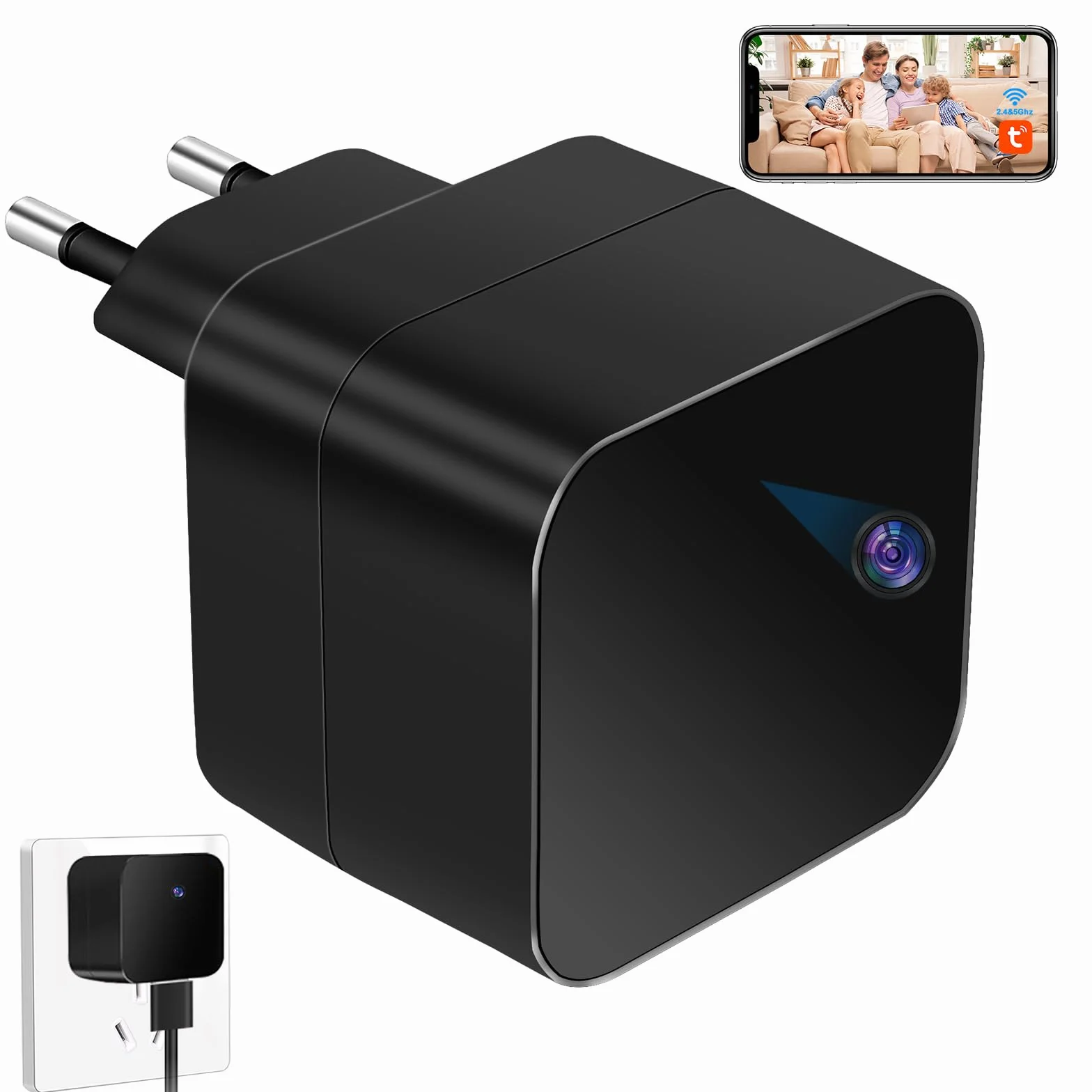 LXMIMI Cámara Oculta WiFi 5G, Cámara Espía con Cargador USB, Mini Cámara Espía Oculta HD 1080P con Detección de Movimiento y Grabación en Bucle para Visualización Remota Mediante Aplicación