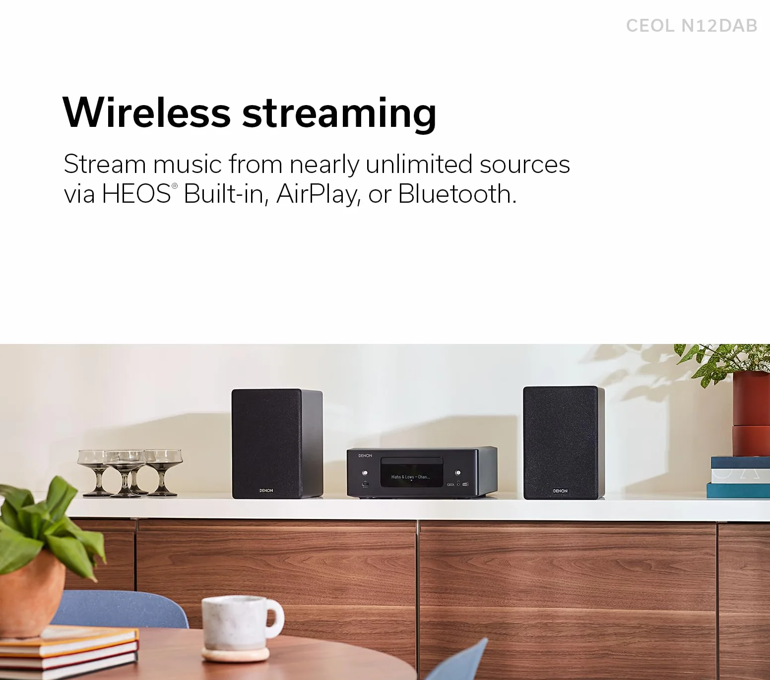 Denon CEOL N12DAB - Sistema Todo en uno con Reproductor de CD, Radio Dab/FM, HDMI ARC y HEOS Integrados, Color Negro