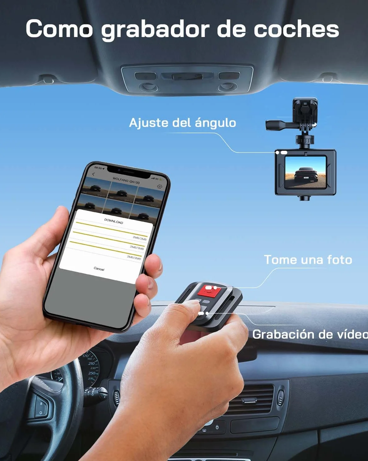 WOLFANG Cámara Deportiva 4K 30FPS GA100 32GB MicroSD 20MP Impermeable 40M WiFi Micrófono Dual 170° Gran Angular EIS
