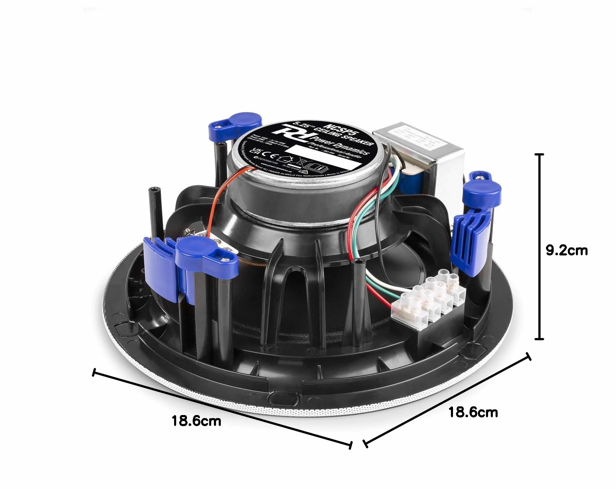Power Dynamics NCSP5 Altavoz de Techo 100V 5,25 Pulgadas 20W 8 Ohmios Rejilla Metálica