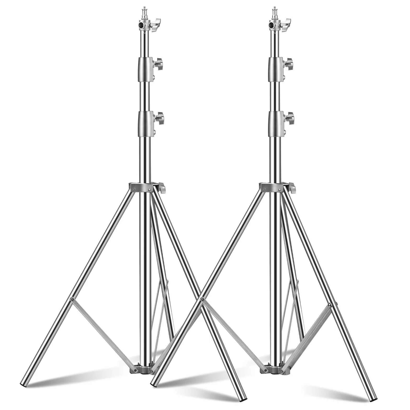 2,8 m Trípode Inoxidable con Amortiguador de Resorte Trípode Resistente con Adaptador Universal de 1/4" a 3/8", Soporte Ajustable para Retrato Fotografía de Estudio, 2 Unidades