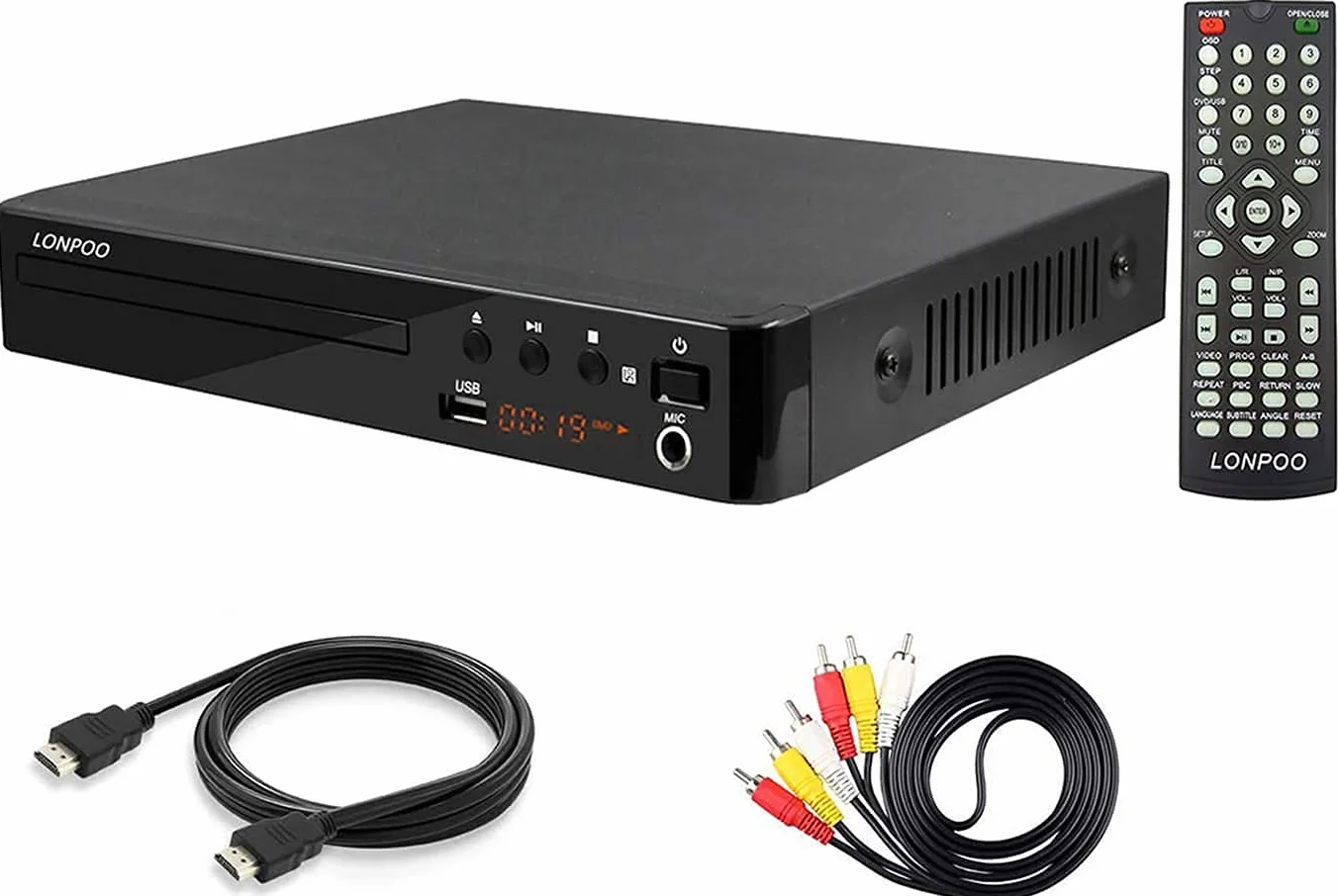 LP-099 Reproductor de DVD (Full HD 1080P, HDMI Output, Entrada USB, Multi Region Code Zone Gratis) Compatible con JPEG y MP3